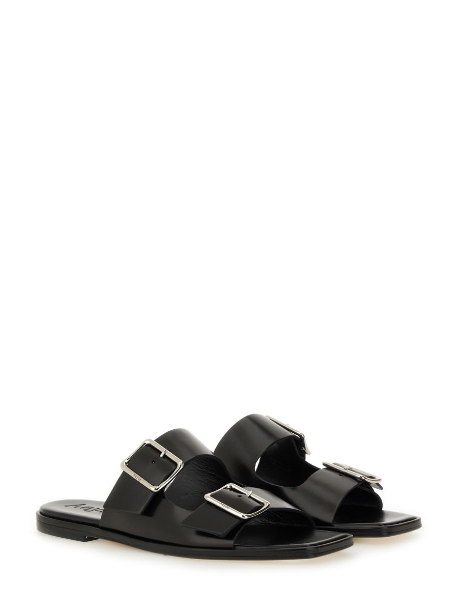 Aeyde Tonya Leather Double Strap Sandals In Black