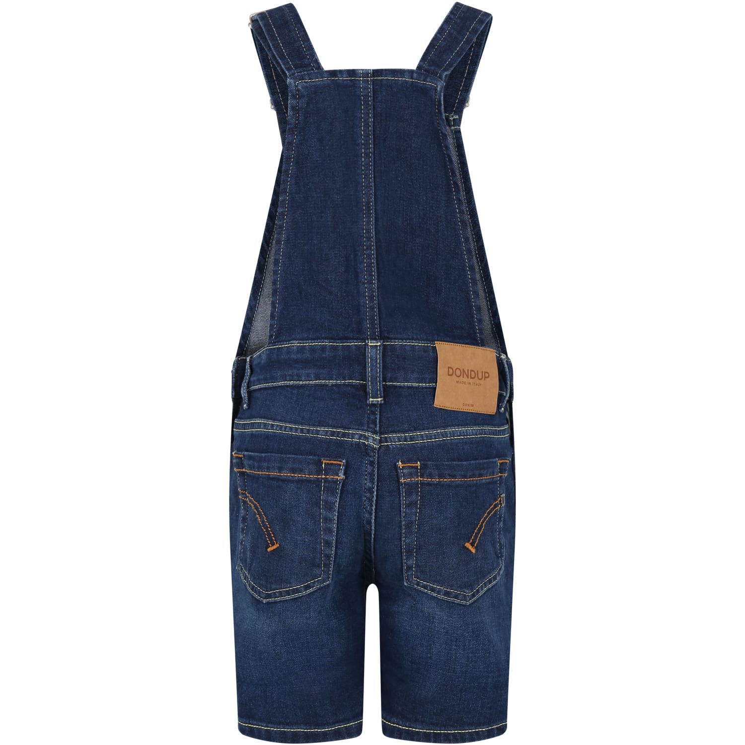 Dondup Blue Dungarees For Boy With Logo In Denim