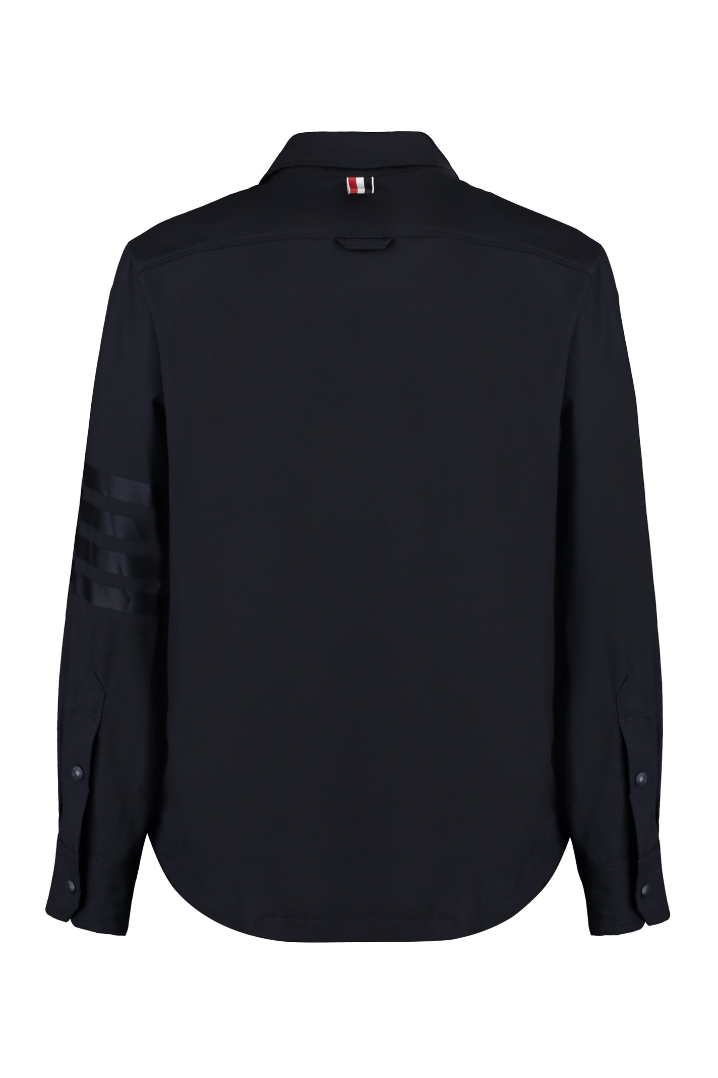 Thom Browne Herringbone Wool Blend Overshirt In Blue