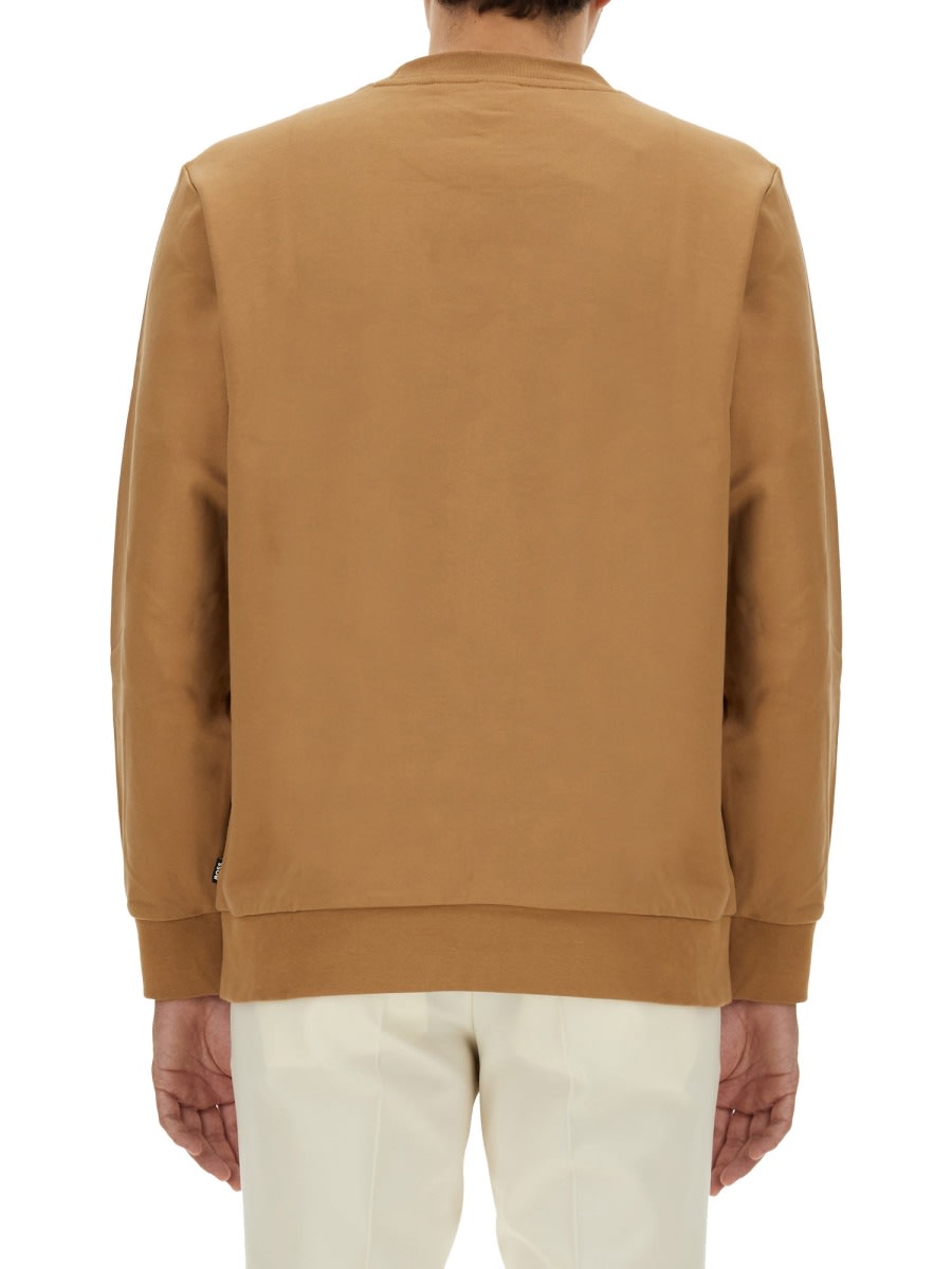 Shop Hugo Boss Sweatshirt With Logo In Beige