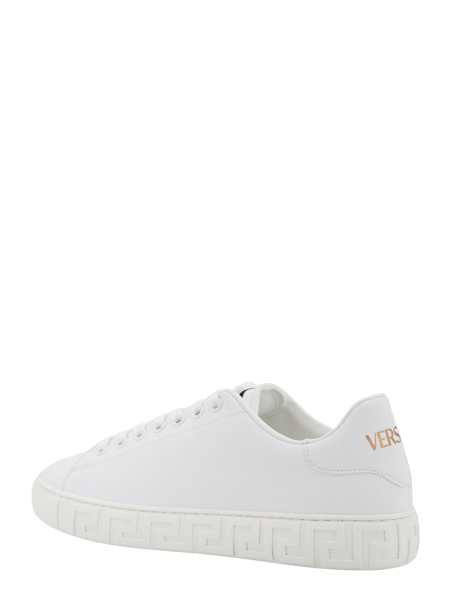 Shop Versace Greca Sneakers In White
