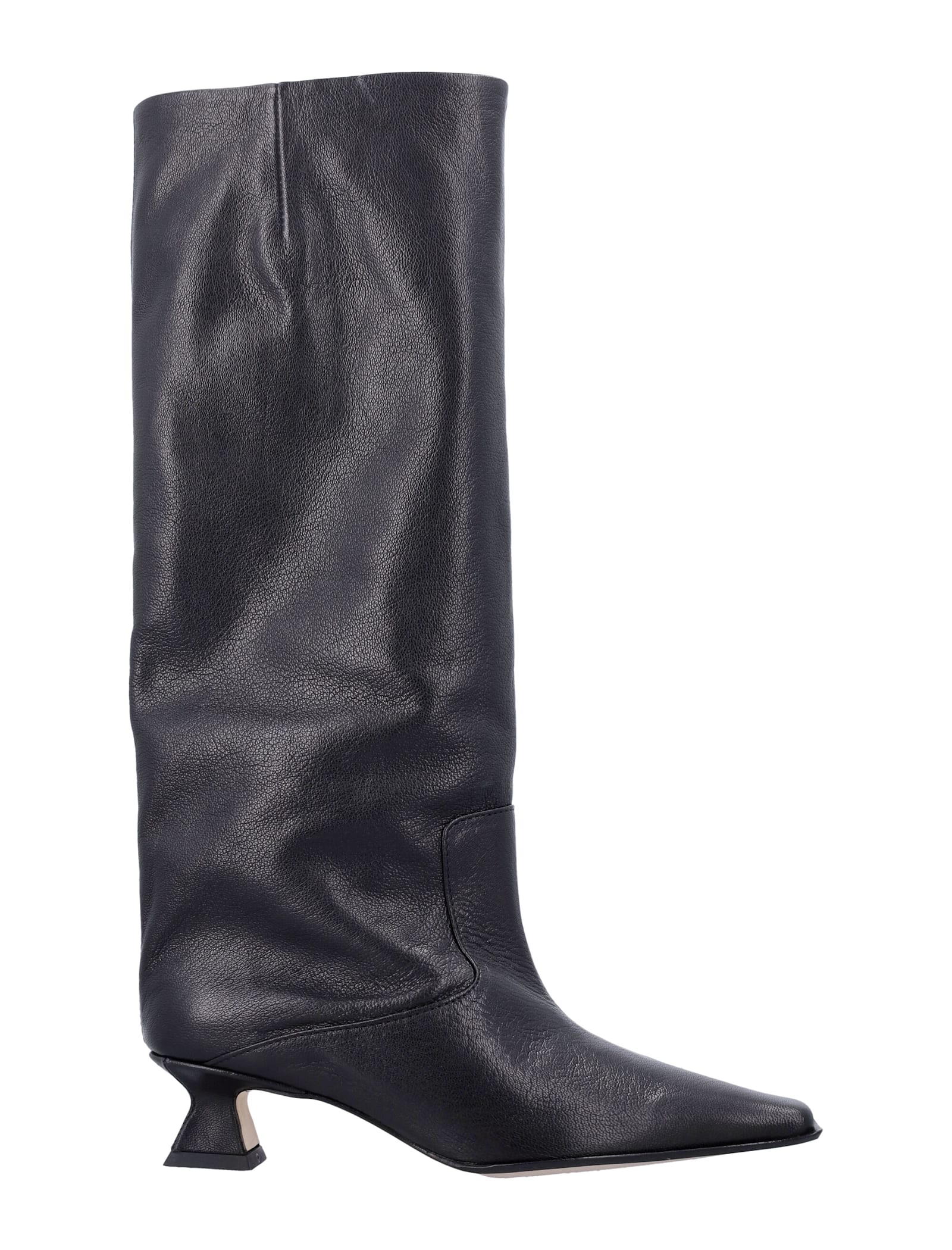 Miista Effie Black Leather Knee Boot In Black