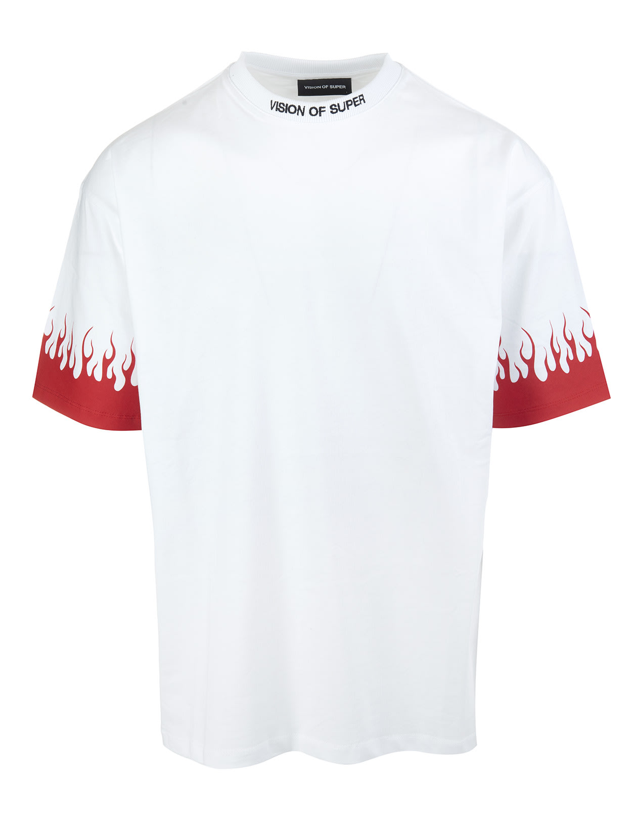 Vision of Super White Oversize T-shirt With Red Flames