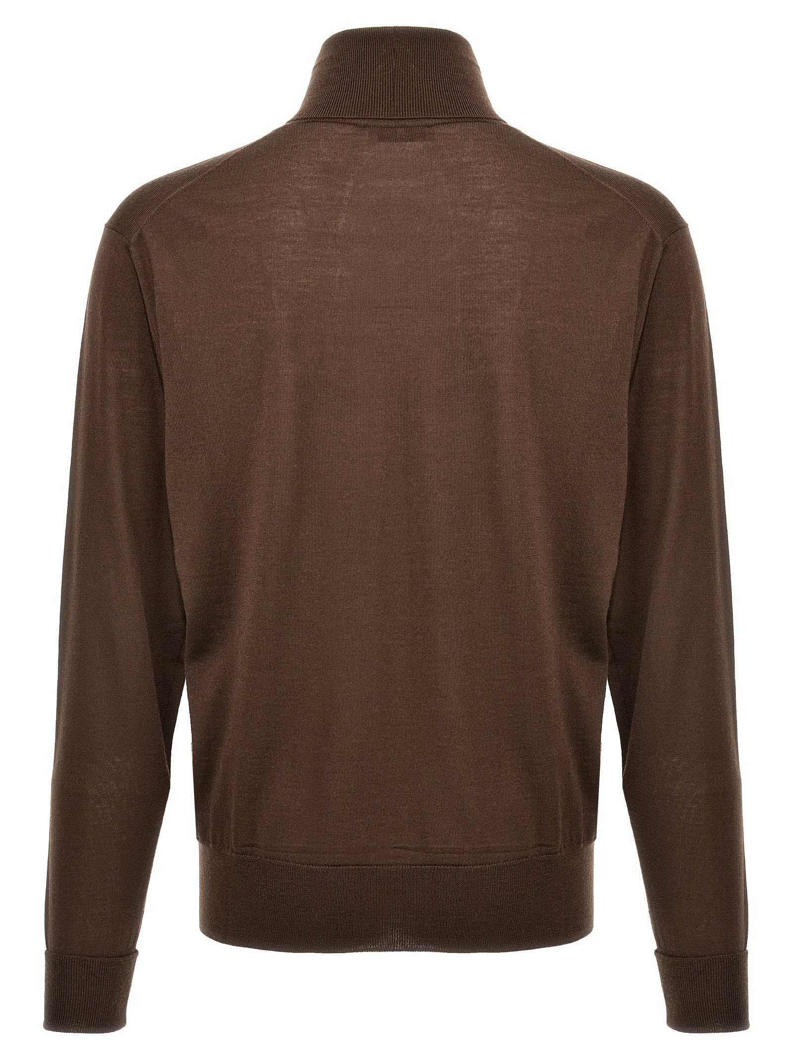 Shop Pt01 Merino Turtleneck Sweater In Brown
