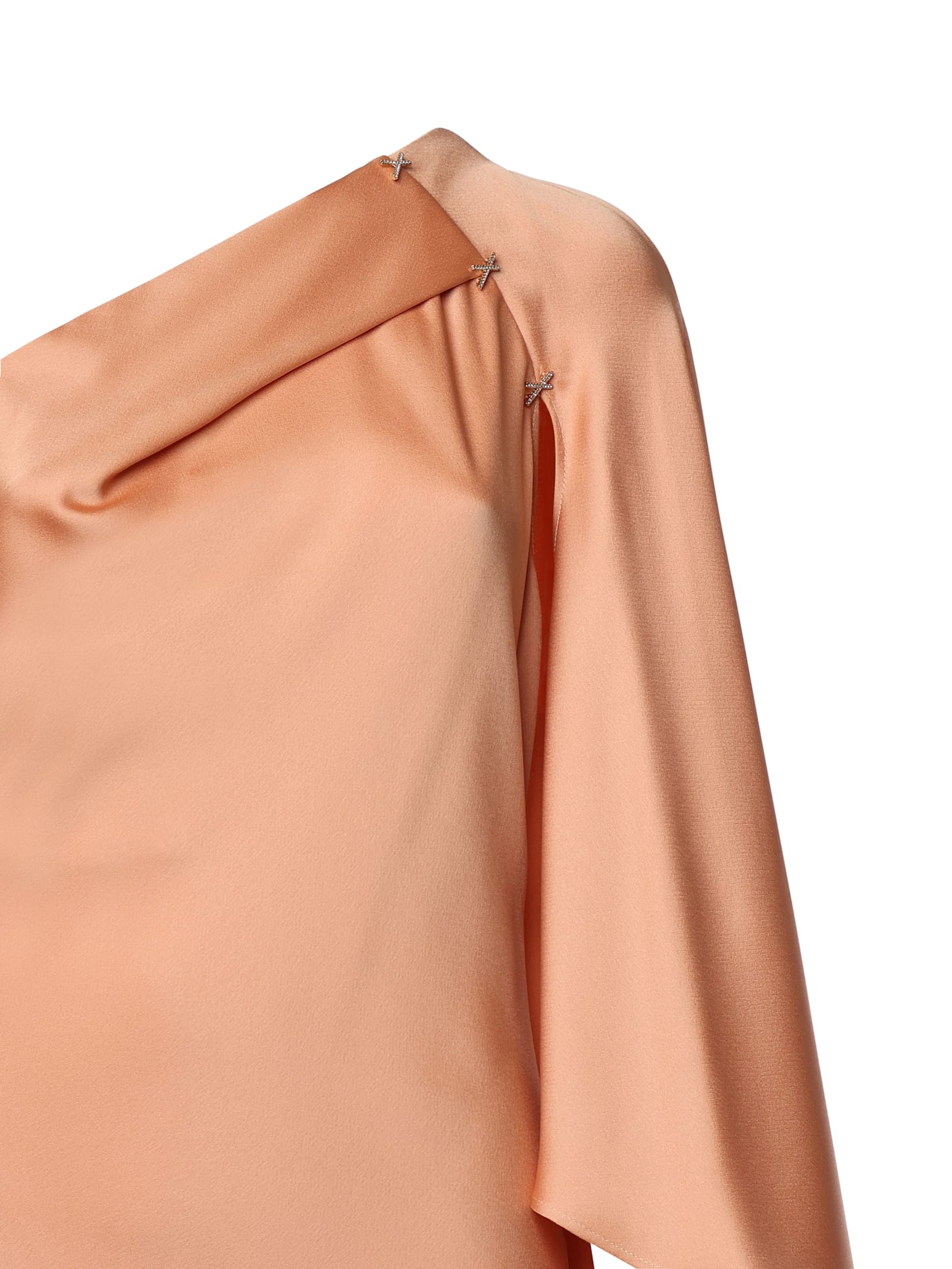 Shop Genny One-shoulder Satin Long Dress In Pink