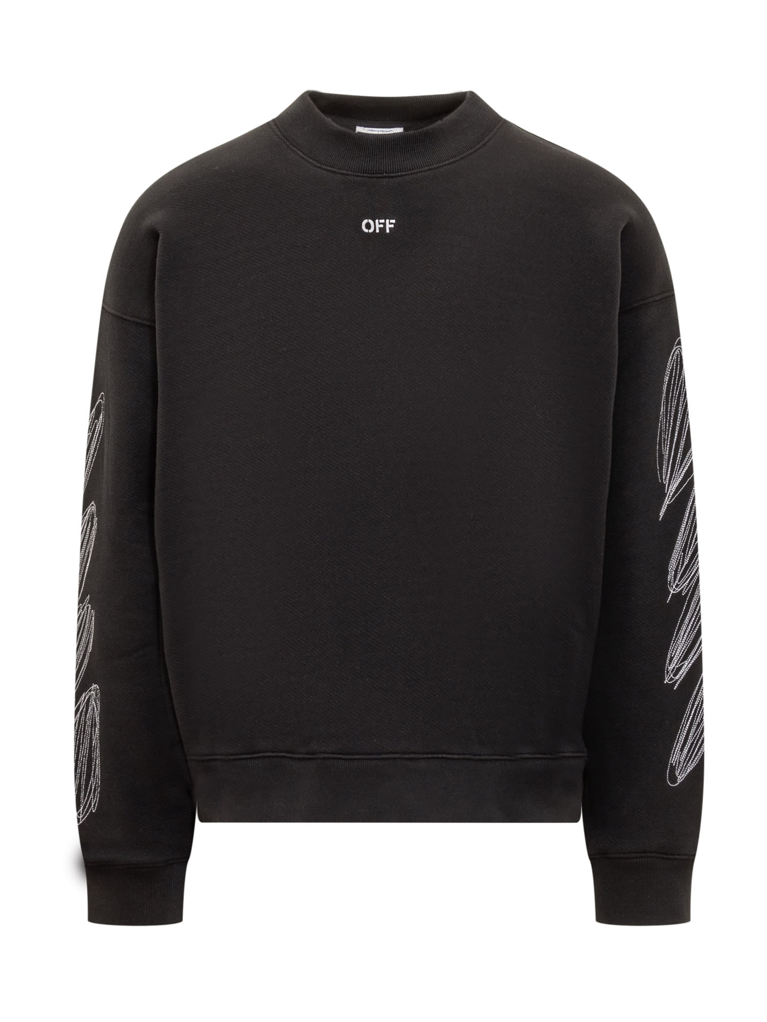 Shop Off-white Sweatshirt With Scribble Logo In Black White