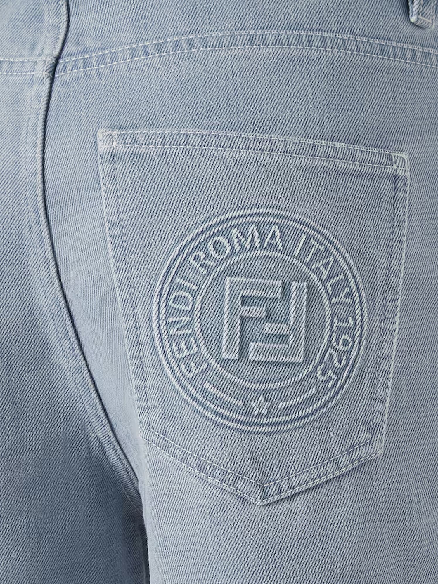 Fendi Embossed Logo Slim Jeans In Blue
