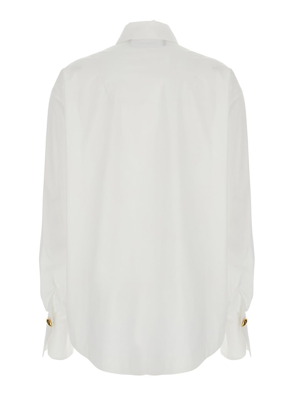 Shop Federica Tosi White Shirt With Pointed Collar And Metallic Details On The Cuffs In Fabric Woman