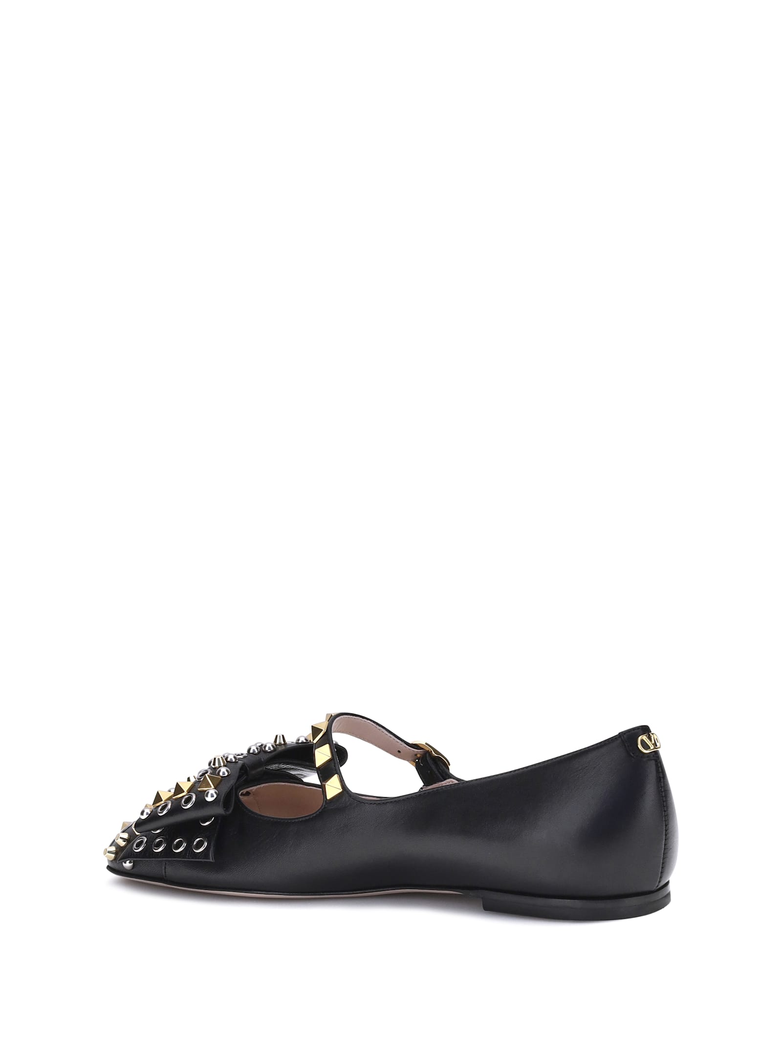 Valentino Garavani Mary-jane Bowow Ballerina In Kidskin With Studs Woman Black 35