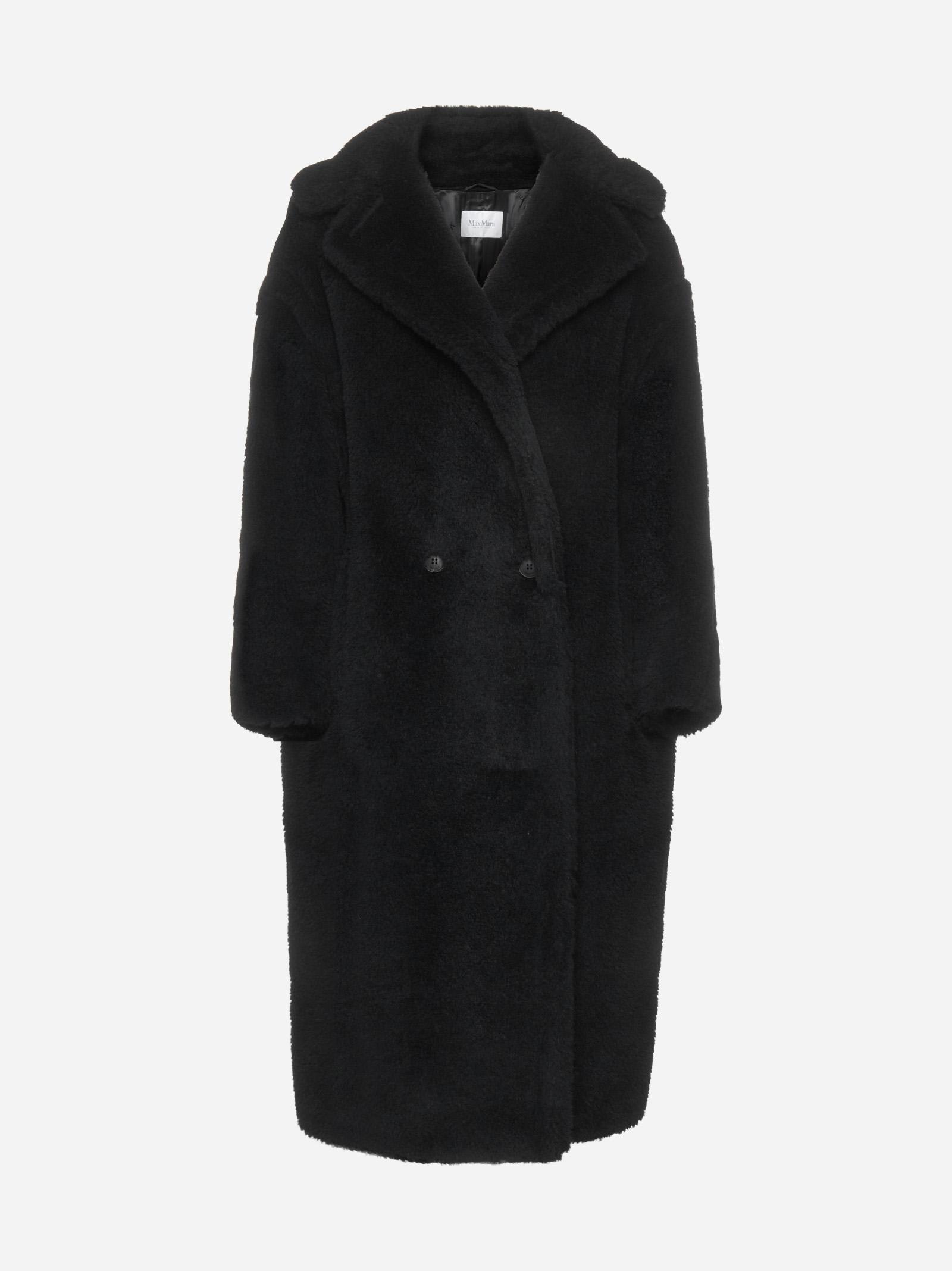 Shop Max Mara Teddy Bear Icon Alpaca And Wool Blend Coat In Black