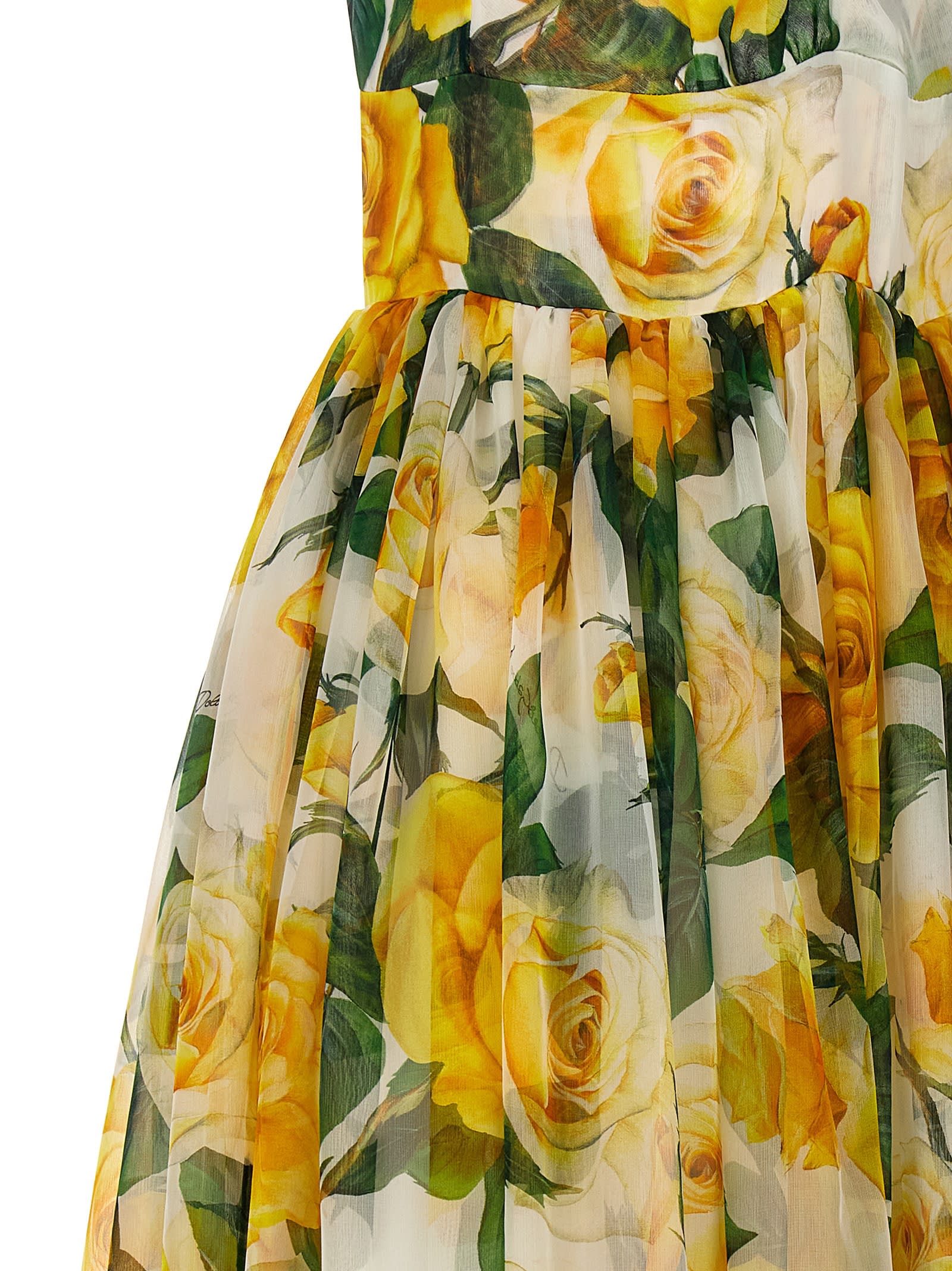 Shop Dolce & Gabbana Rose Gialle Dress In Yellow