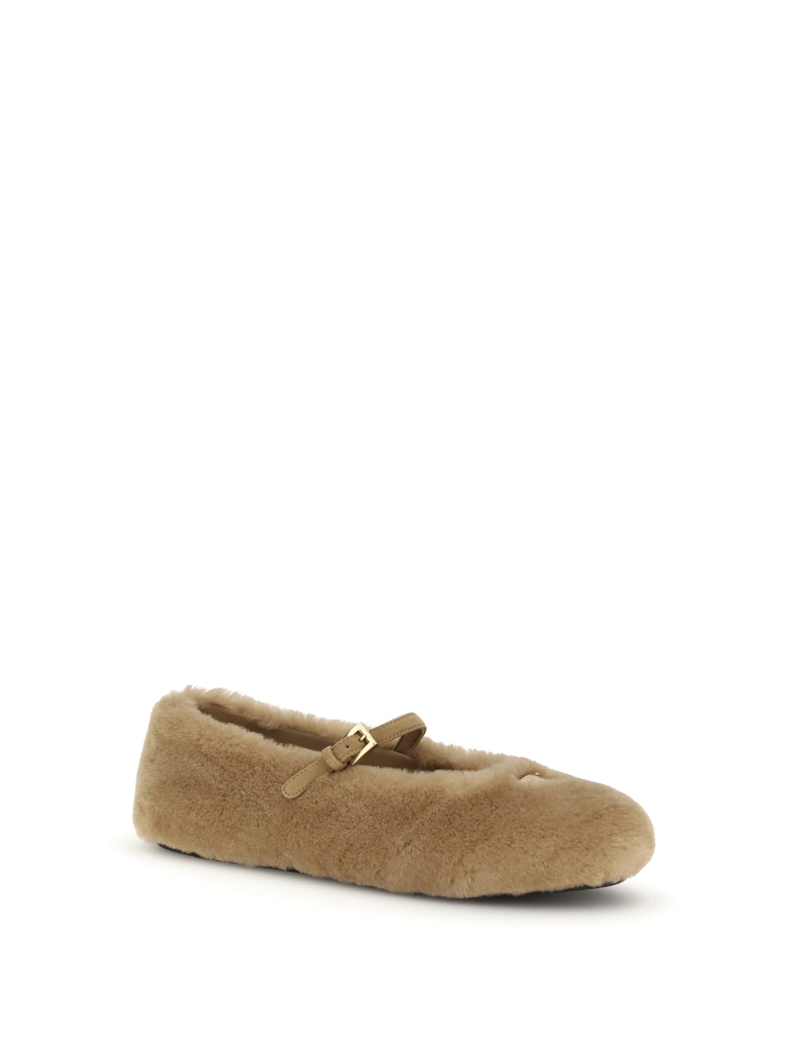 Prada Lambskin Ballerinas In Brown