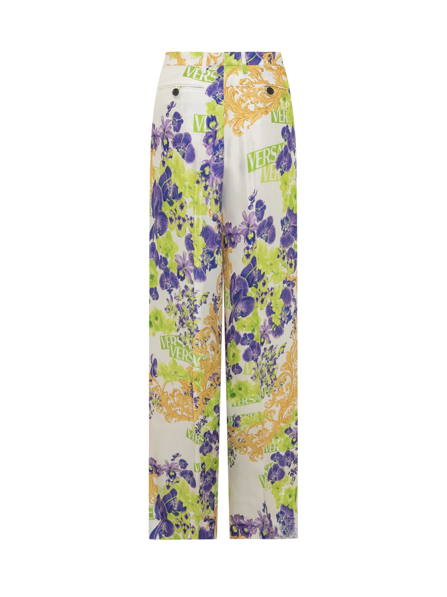 Shop Versace Baroque Pants In Green