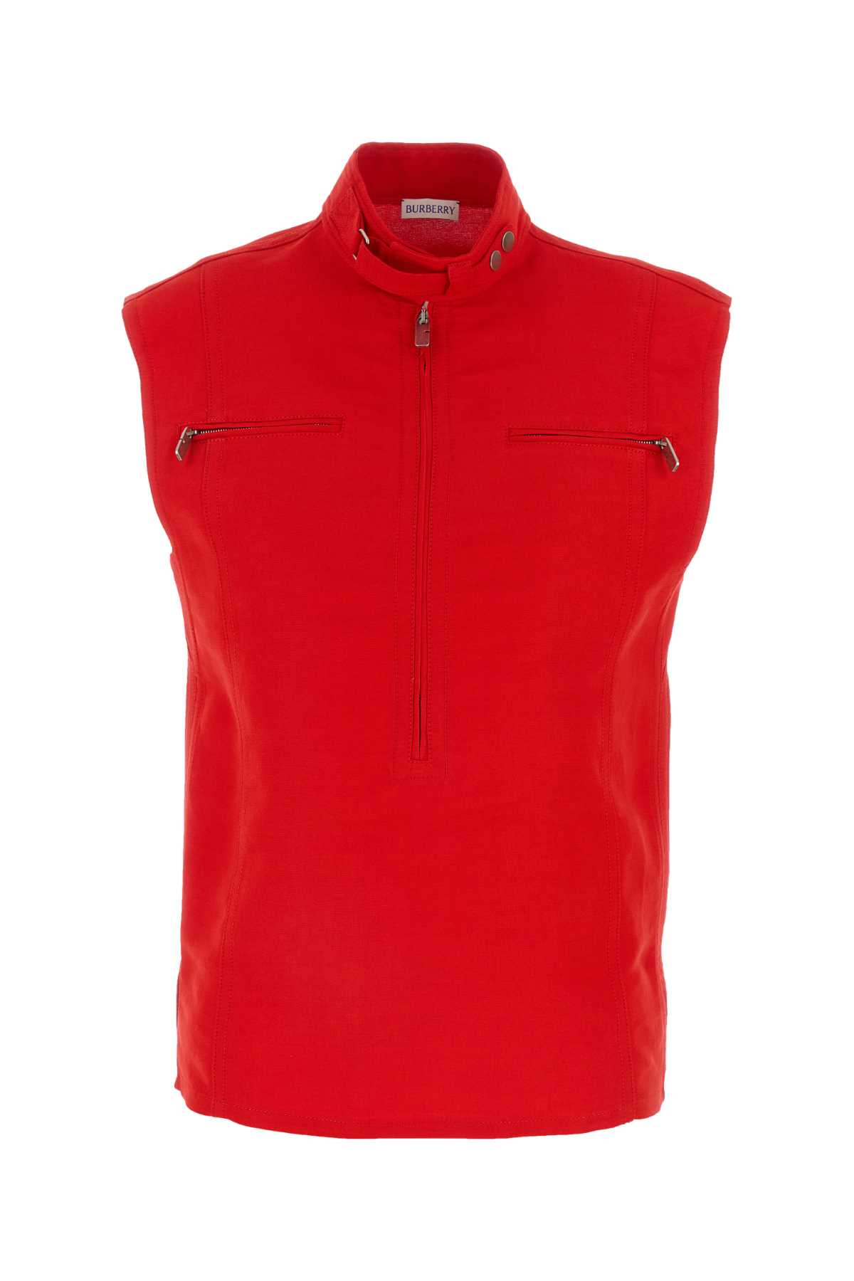 Shop Burberry Red Canvas Vest In Rhubarb