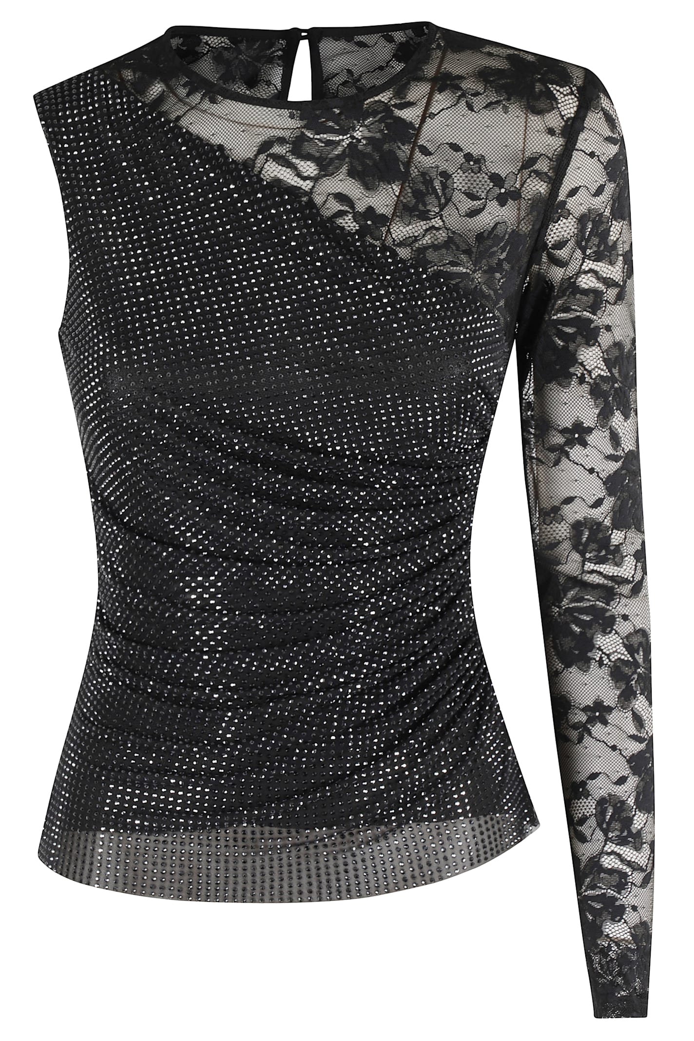 Rhinestone Lace Sleeve Top