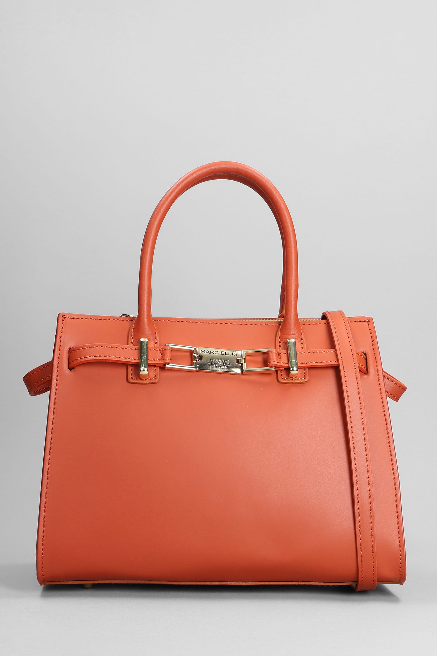 Lady M Hand Bag In Orange Faux Leather