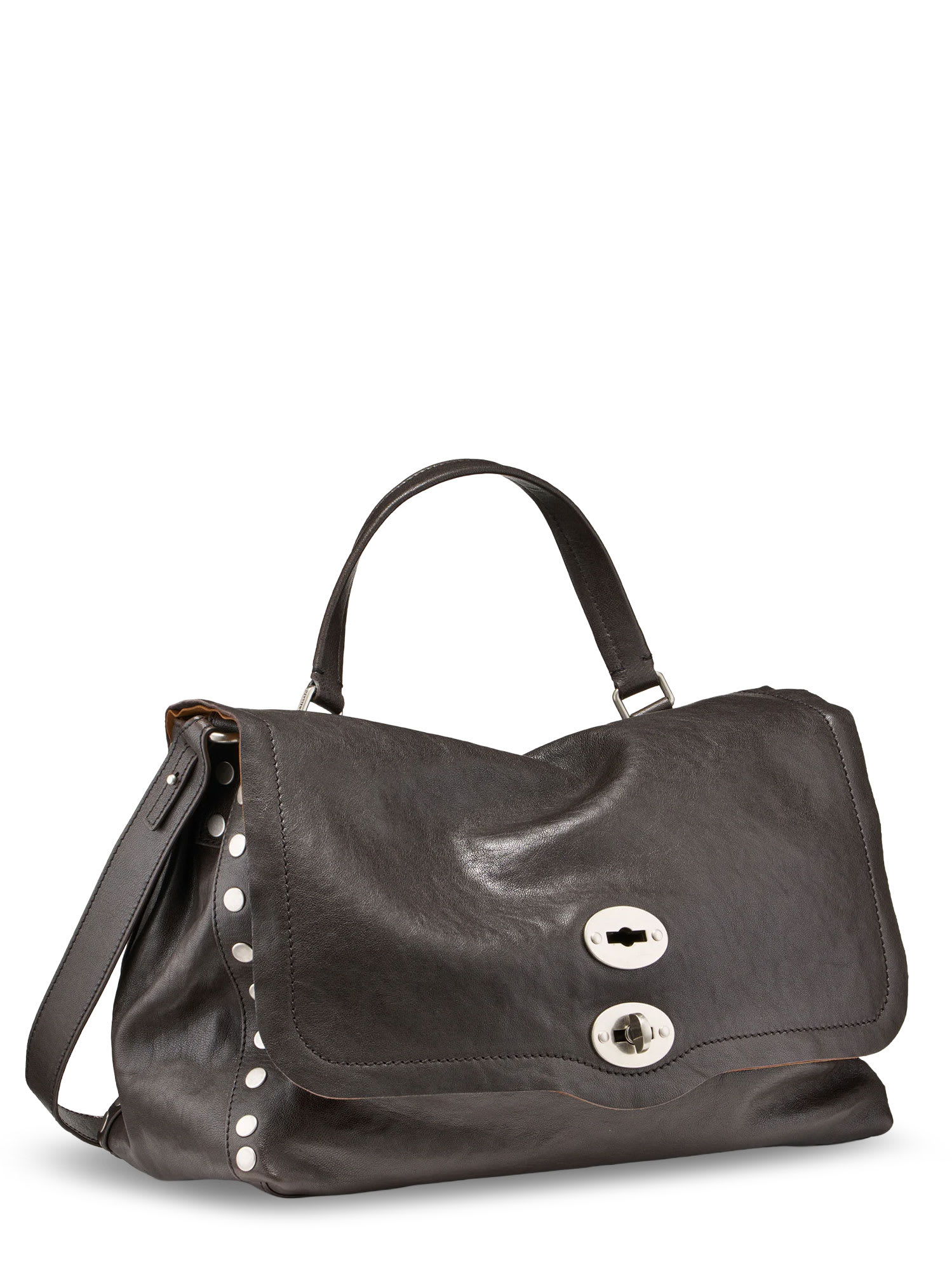 Zanellato Medium Structured Shoulder Bag With Turn-lock Closure In Brown