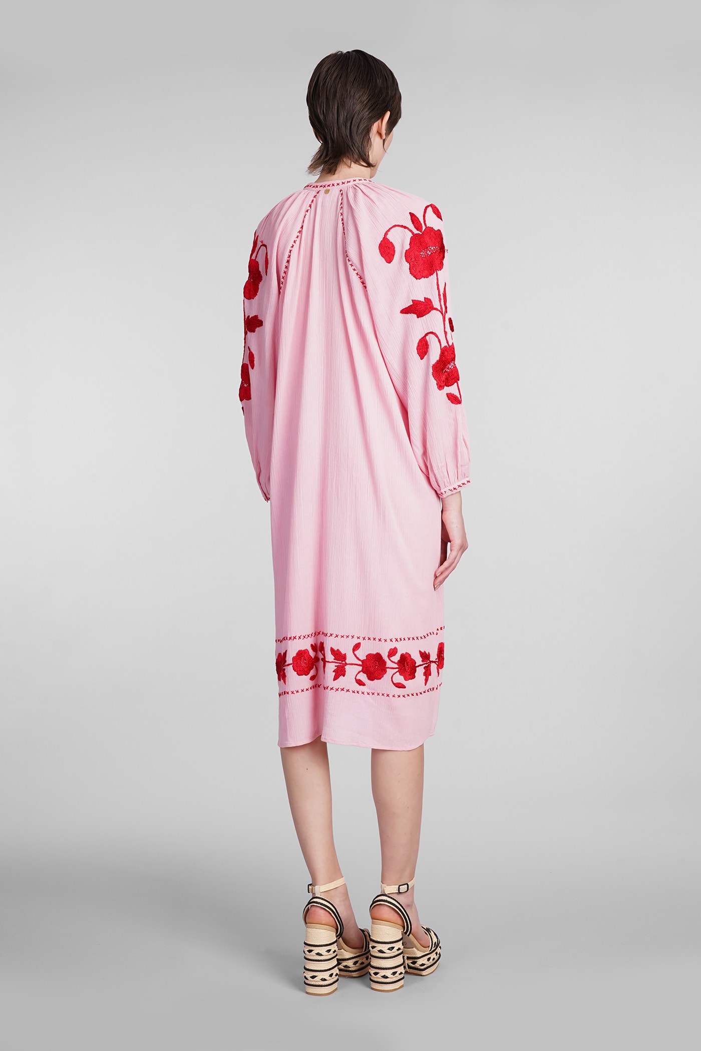 Shop Antik Batik Ila Dress In Rose-pink Cotton