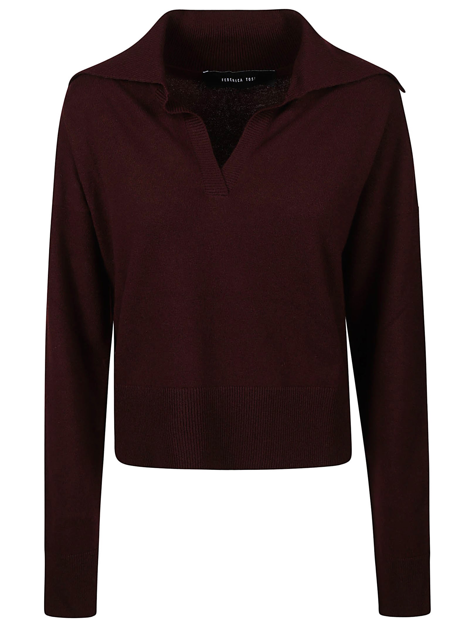 Shop Federica Tosi Collared Sweater In Vinaccia