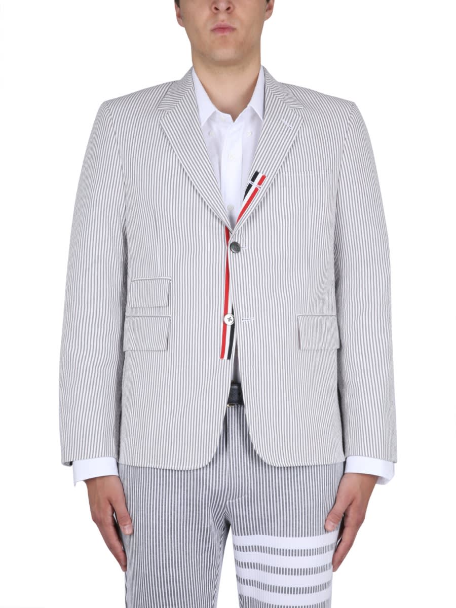 Thom Browne Striped Jacket In Grey
