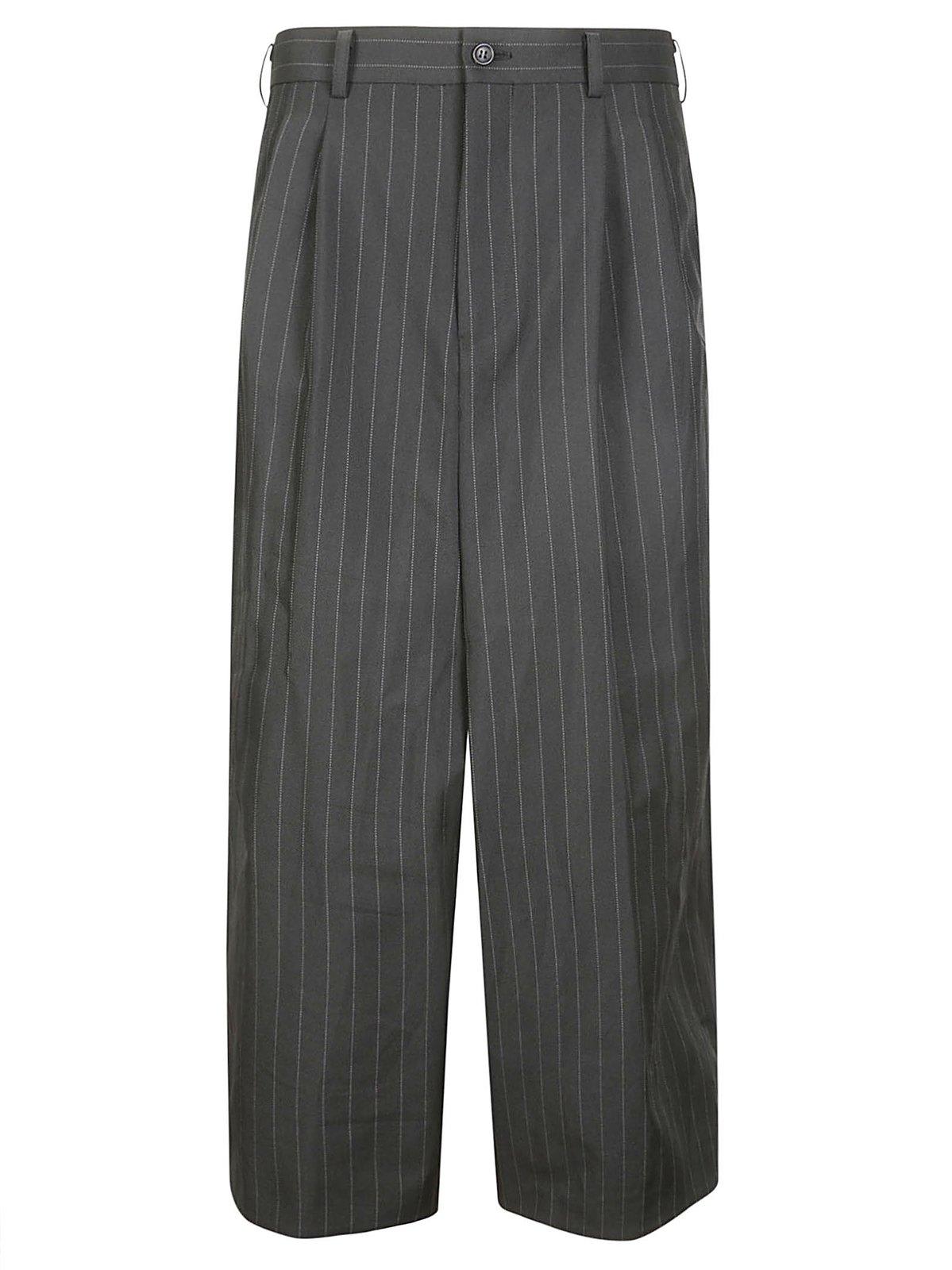Comme Des Garçons Pinstriped Pleated Pants In Gray