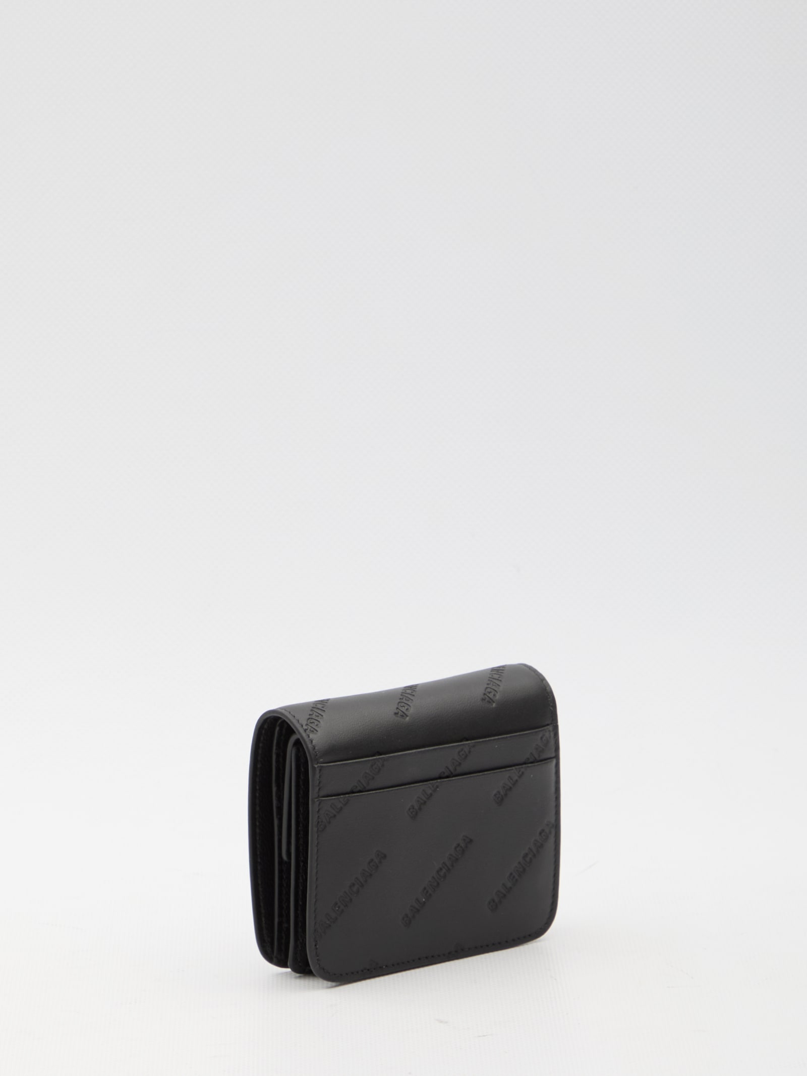 Shop Balenciaga All Over Logo Wallet In Black