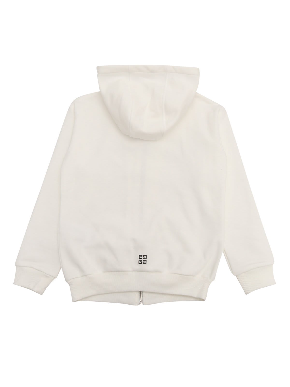 Shop Givenchy Logo-printed Drawstring Zip-up Hoodie In White