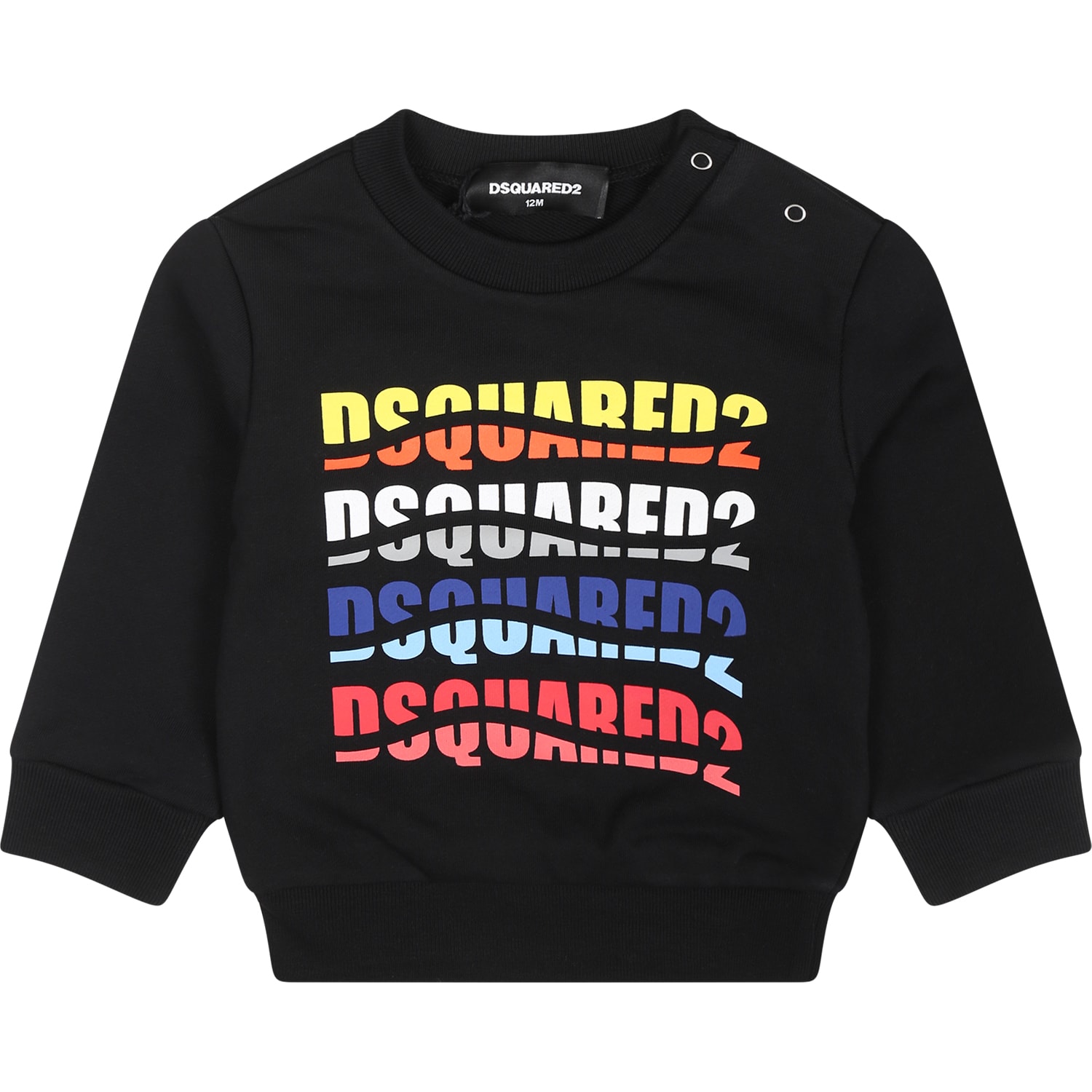Dsquared2 Black Sweatshirt For Baby Boy With Logo