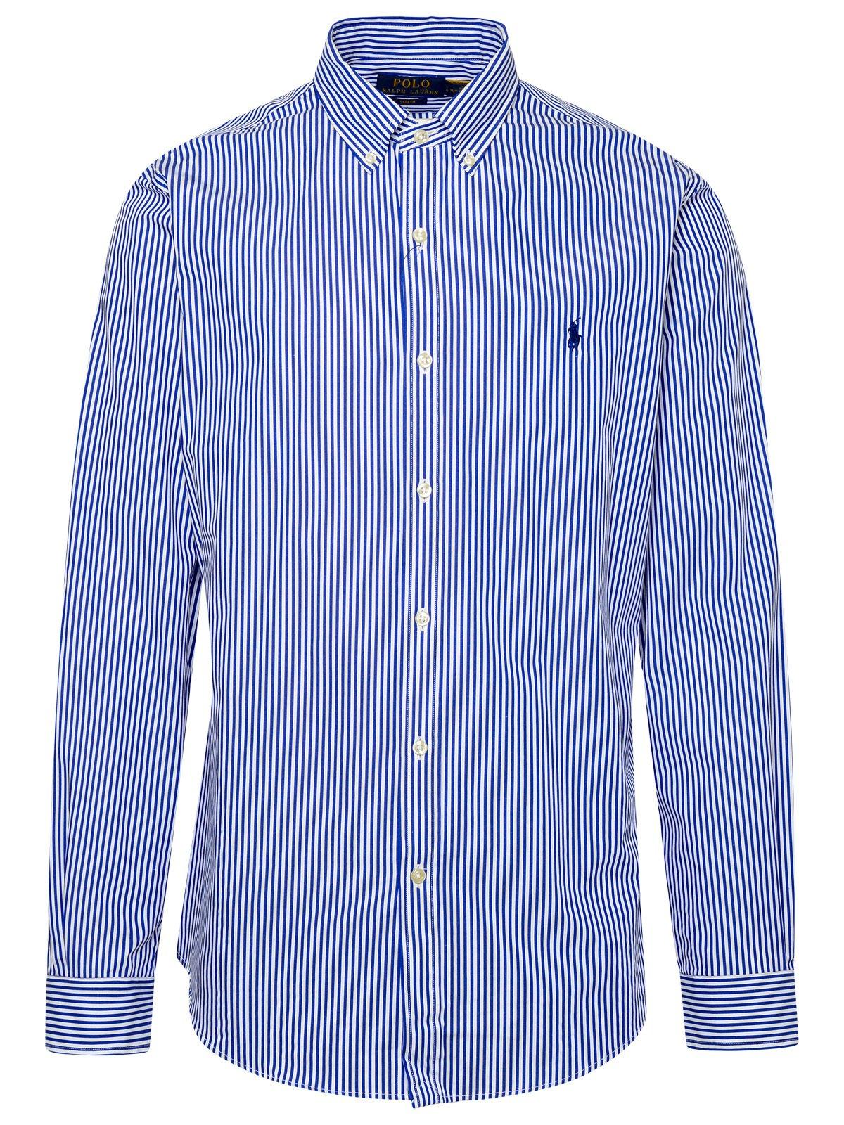 Shop Polo Ralph Lauren Striped Long-sleeved Shirt In Blue