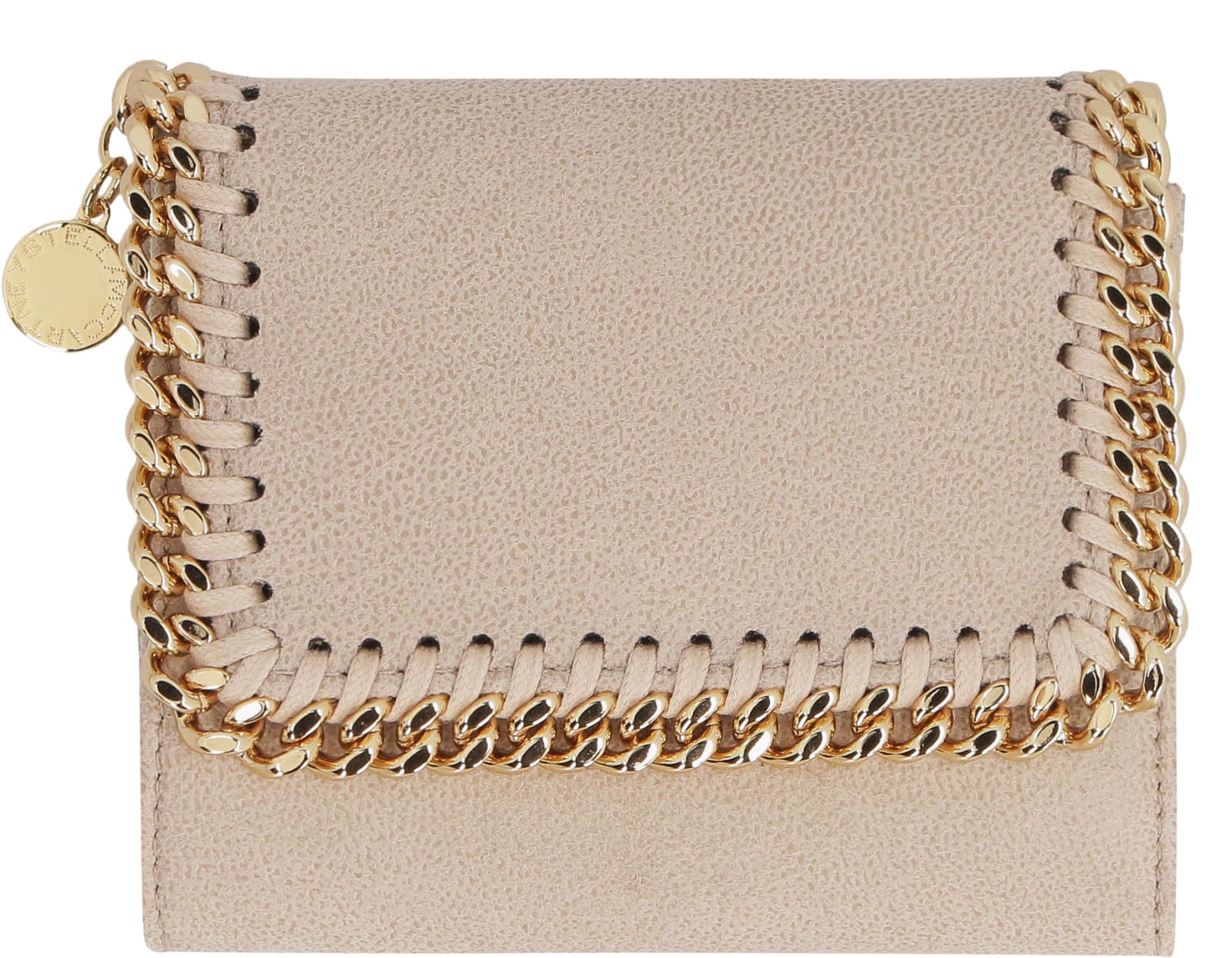 Shop Stella Mccartney Falabella Small Flap Wallet In Beige