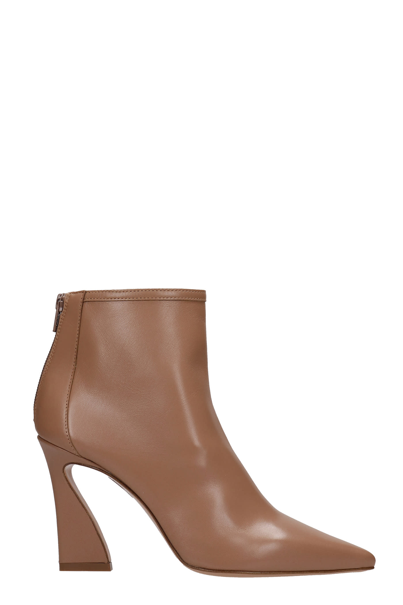 Anna F. High Heels Ankle Boots In Camel Leather