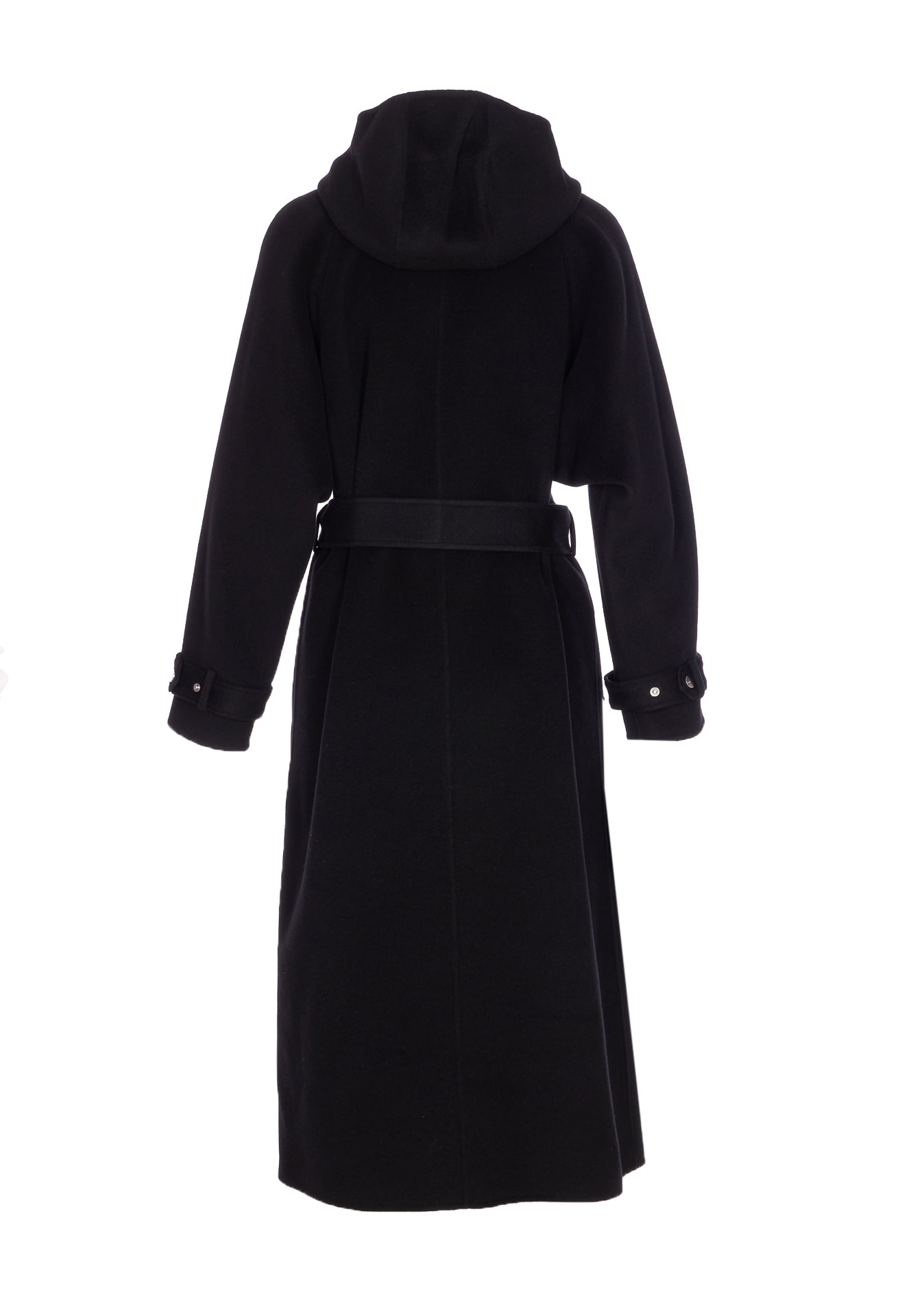 Pinko Hooded Belted Coat In Black