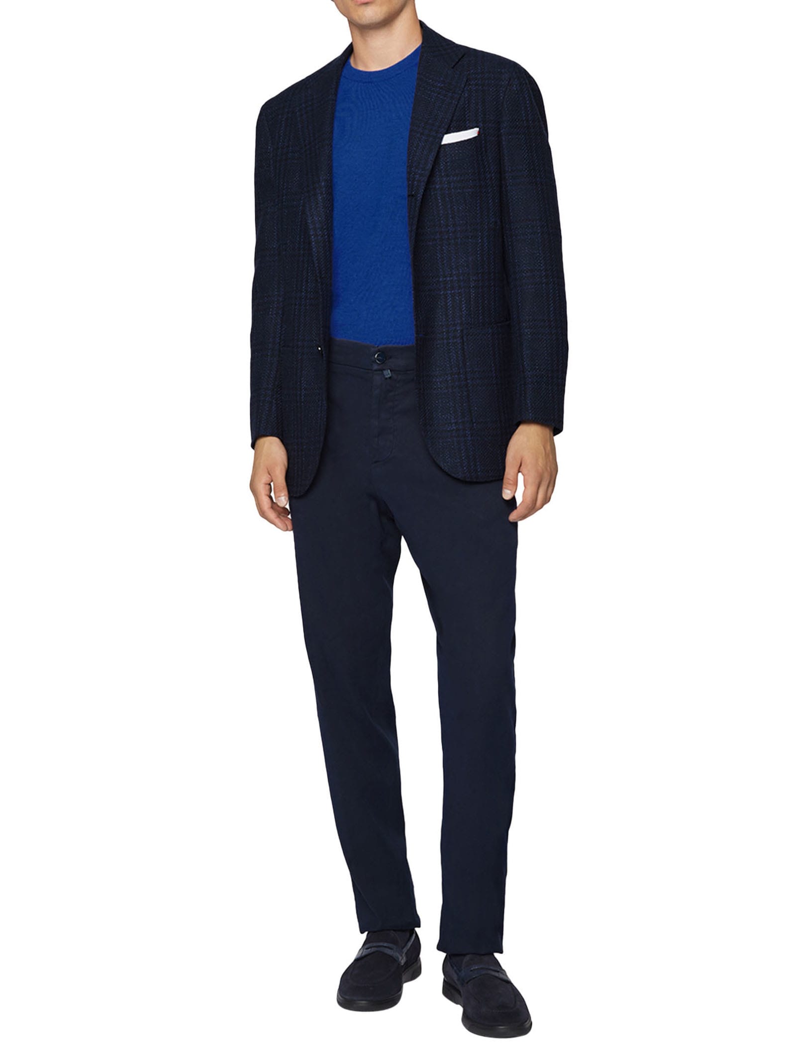 Shop Kiton Trousers Lyocell In Navy Blue