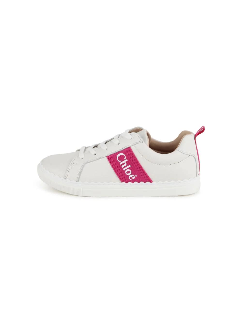 Shop Chloé White And Fuchsia Lauren Low Sneakers