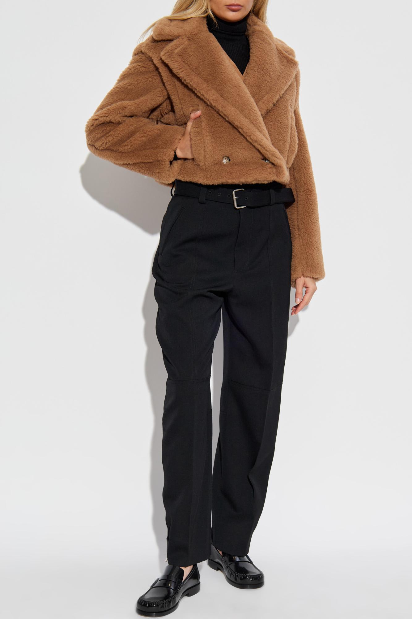 Max Mara Santos Double Breasted Cropped Coat In Brown