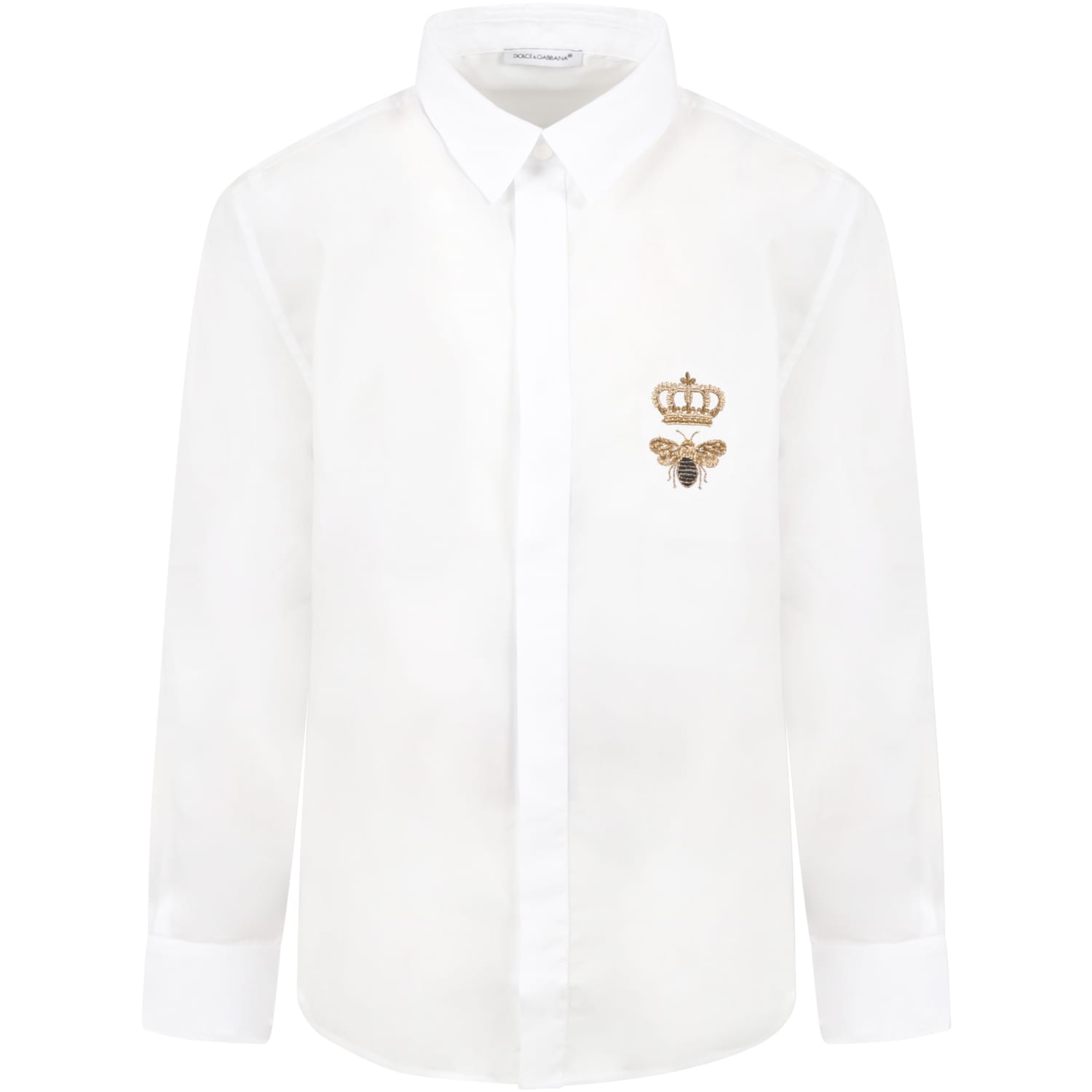 Dolce & Gabbana White Shirt For Kids With Crown