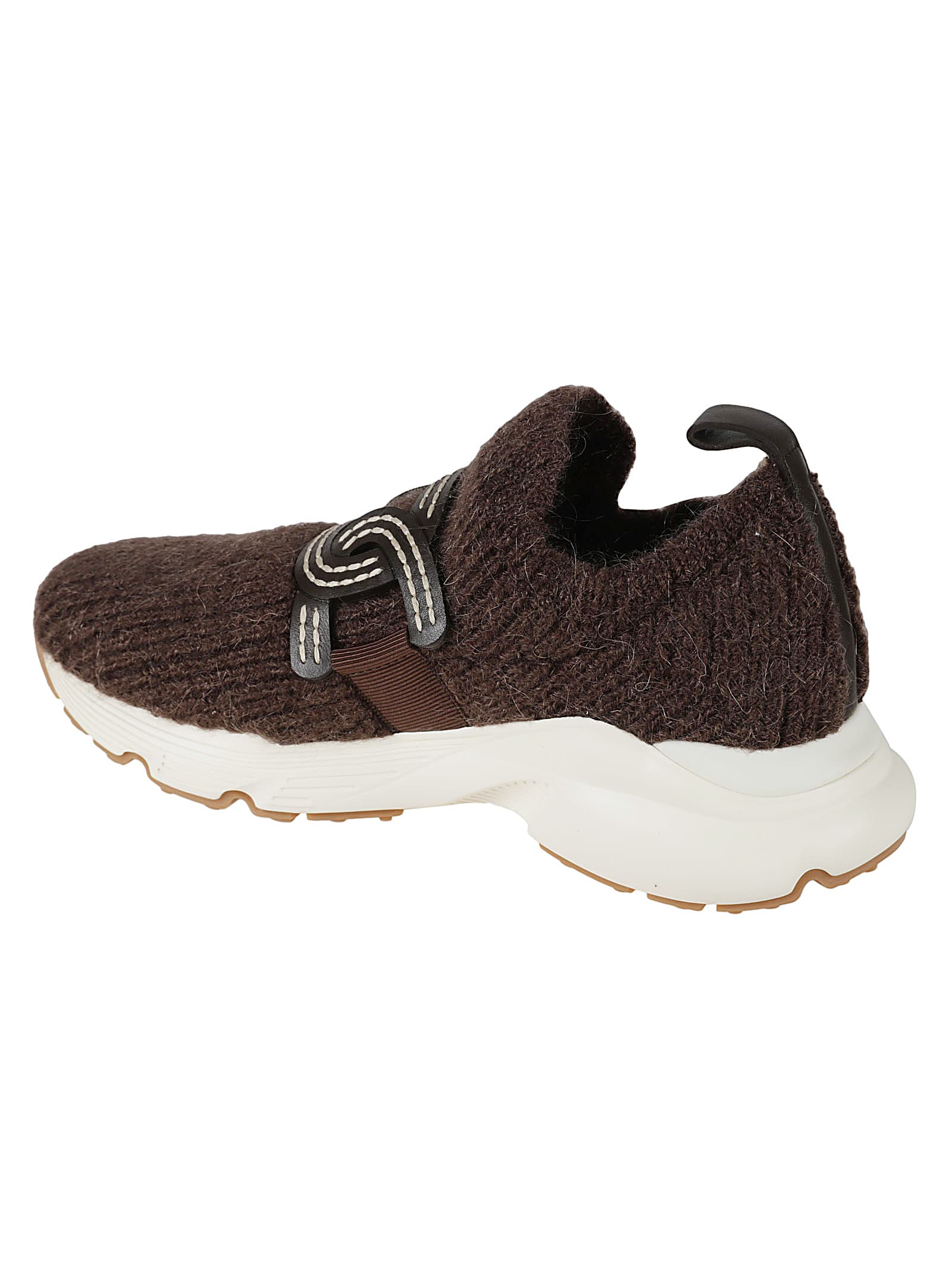 Shop Tod's Rib Knit Sneakers In Brown