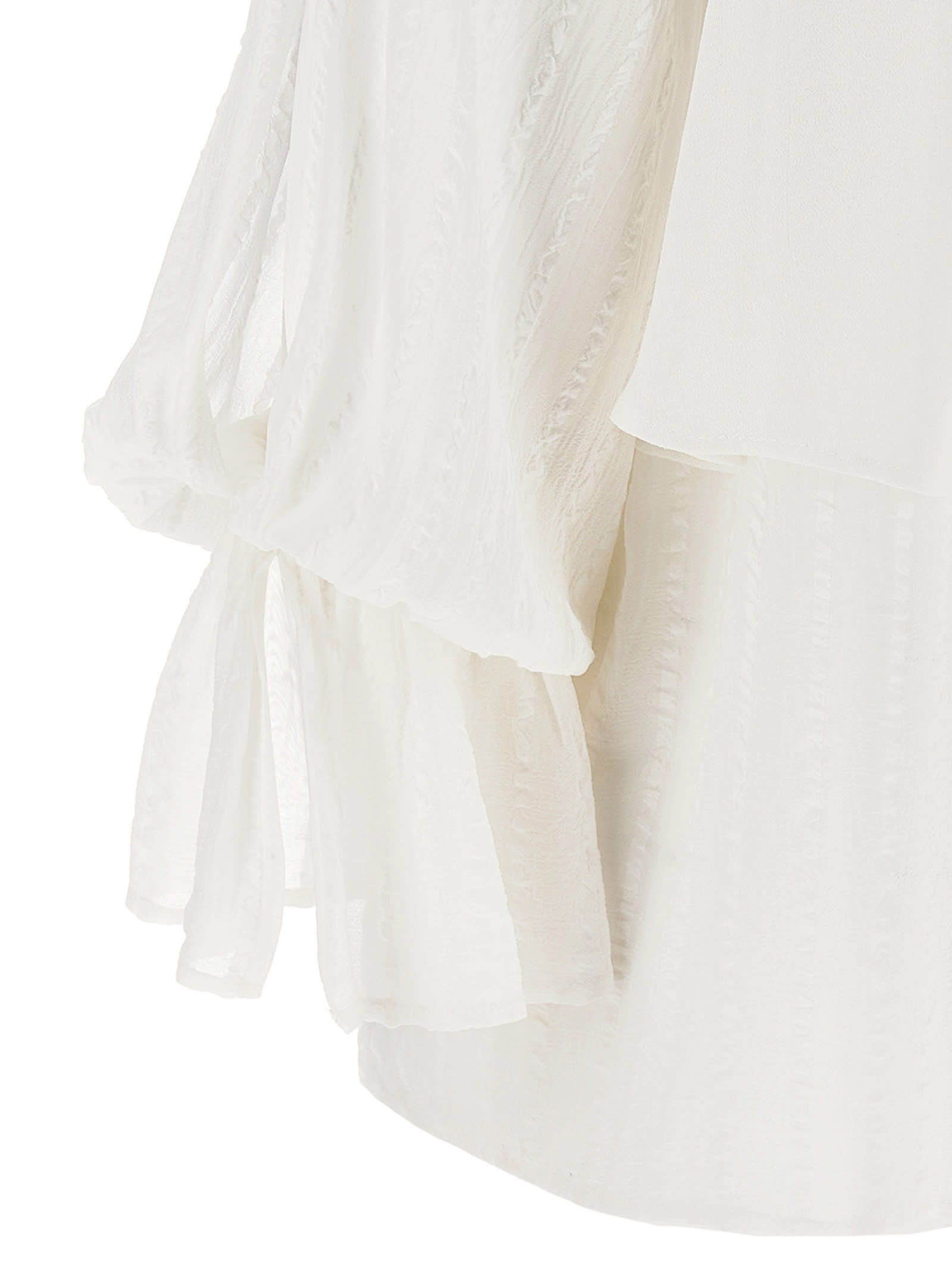 Pinko Layered Sheer Fabric Top With Tassel Detail In White