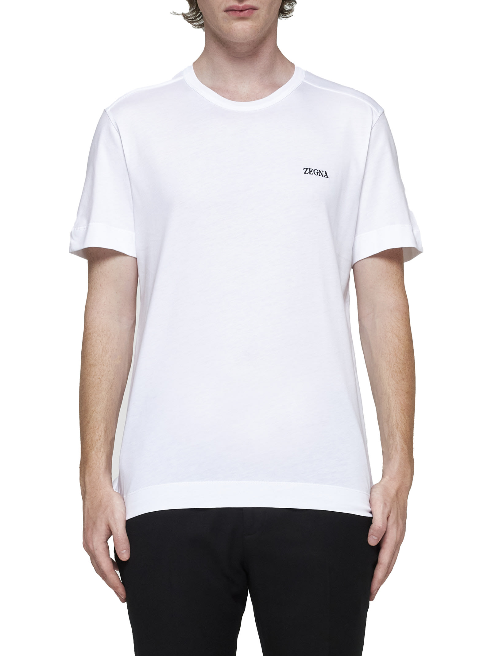 Shop Zegna T-shirt In Bianco Ottico Unito