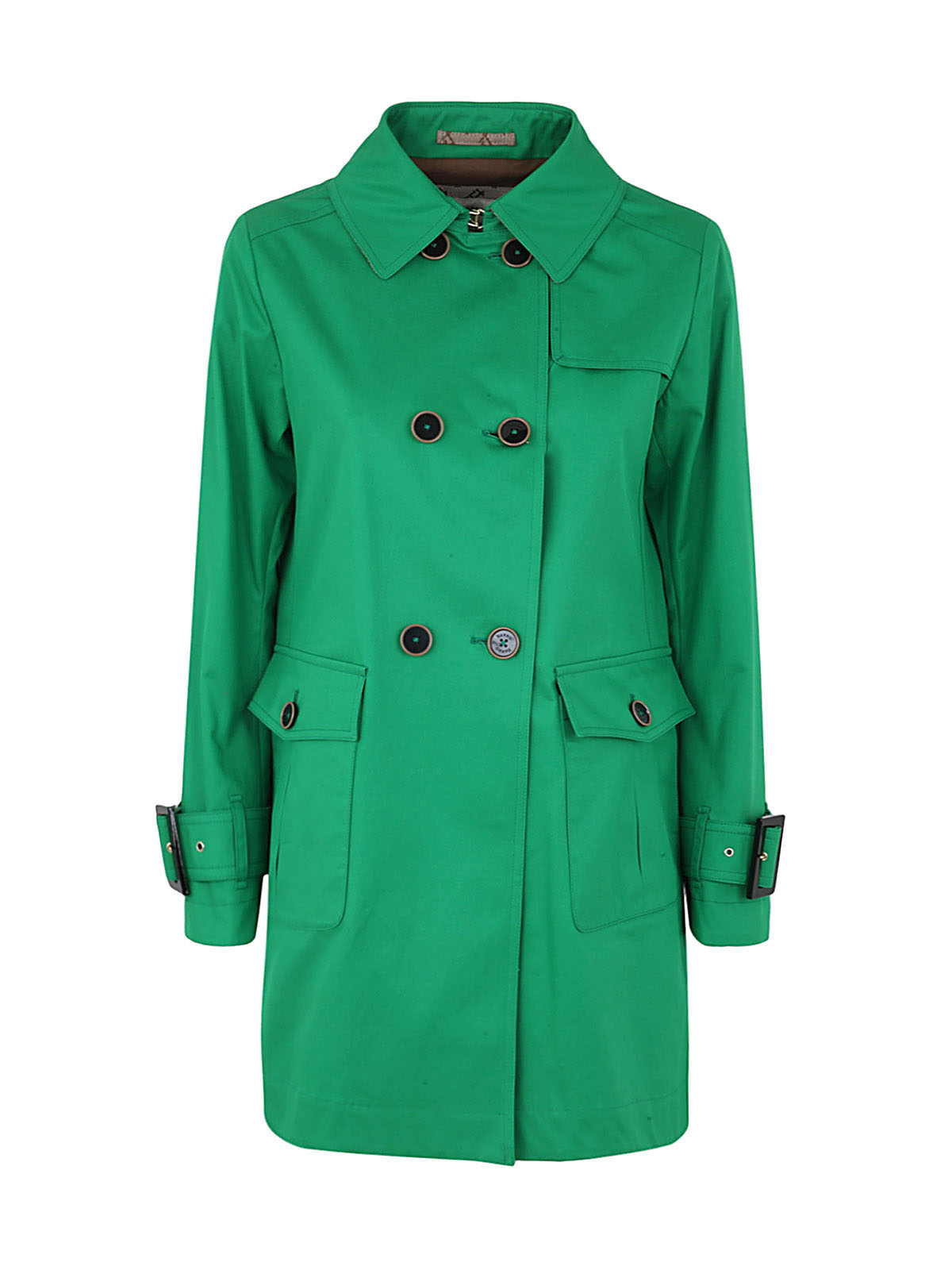 Shop Herno Delon A-shape Double Breasted Long Jacket In Jolly Green