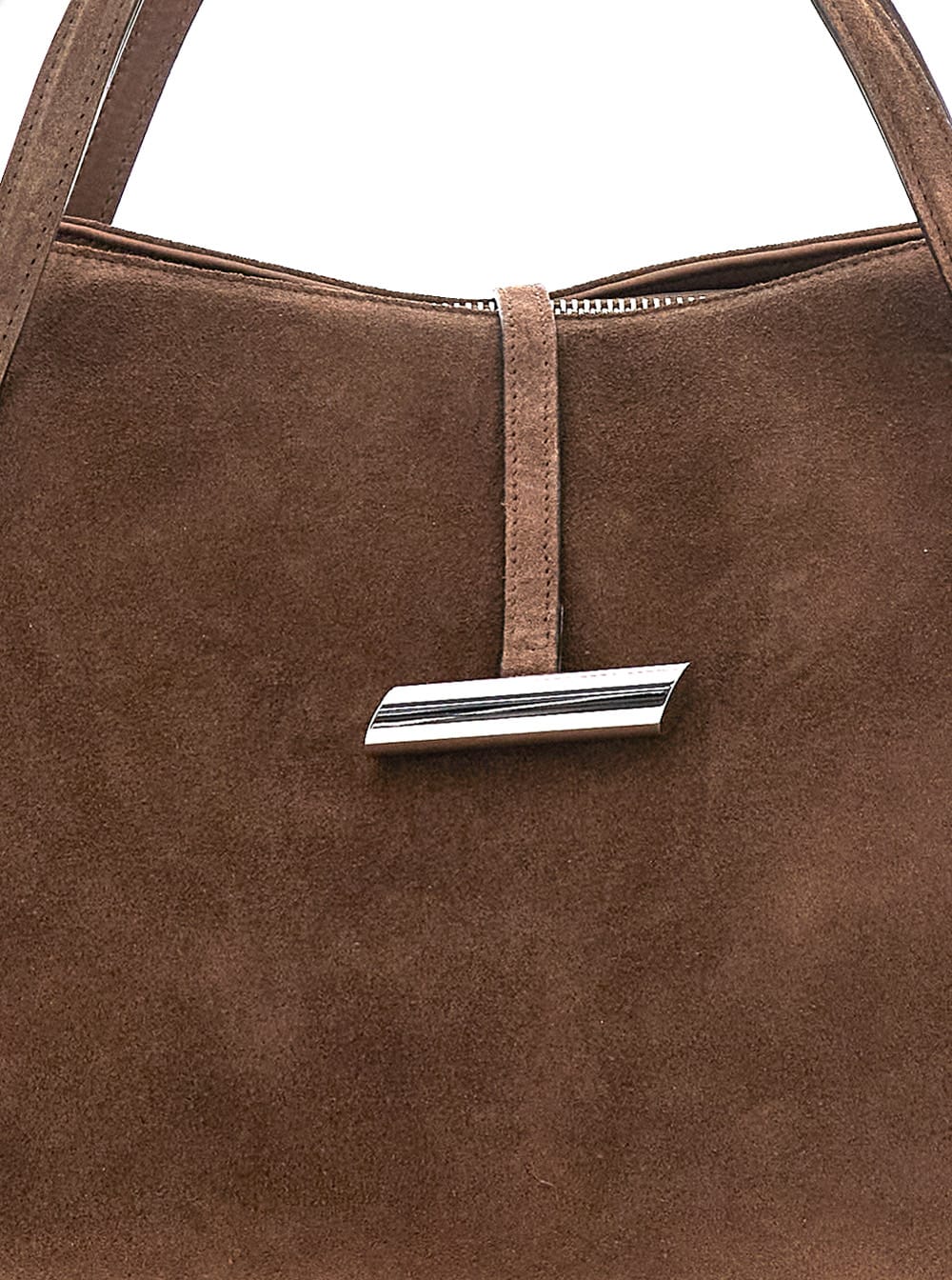 Little Liffner Petite Penne Tote Silver Hardware In Brown