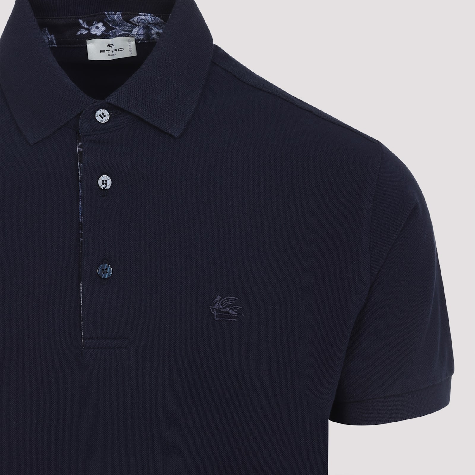 Etro Pegaso Embroidered Polo T-shirt In Blue