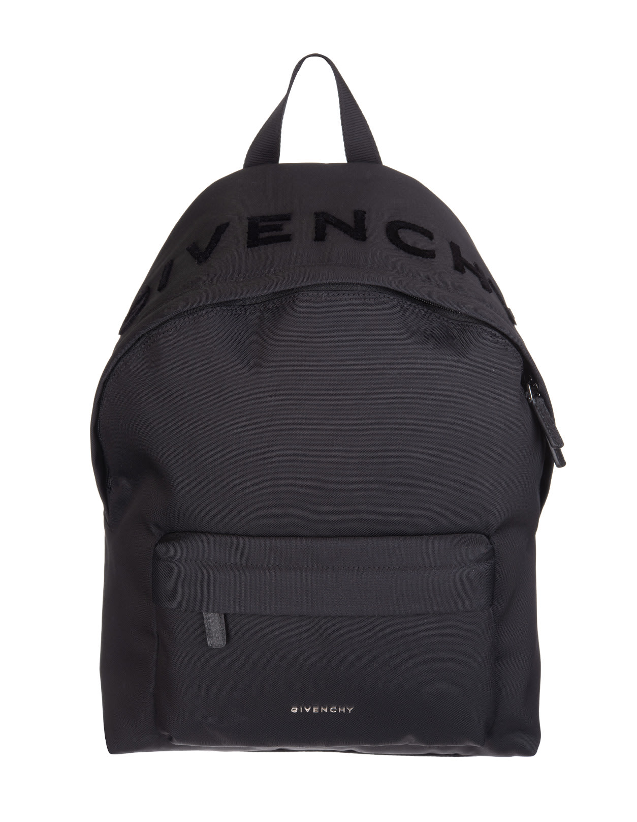 Givenchy Man Black Nylon Backpack With Flocked Logo