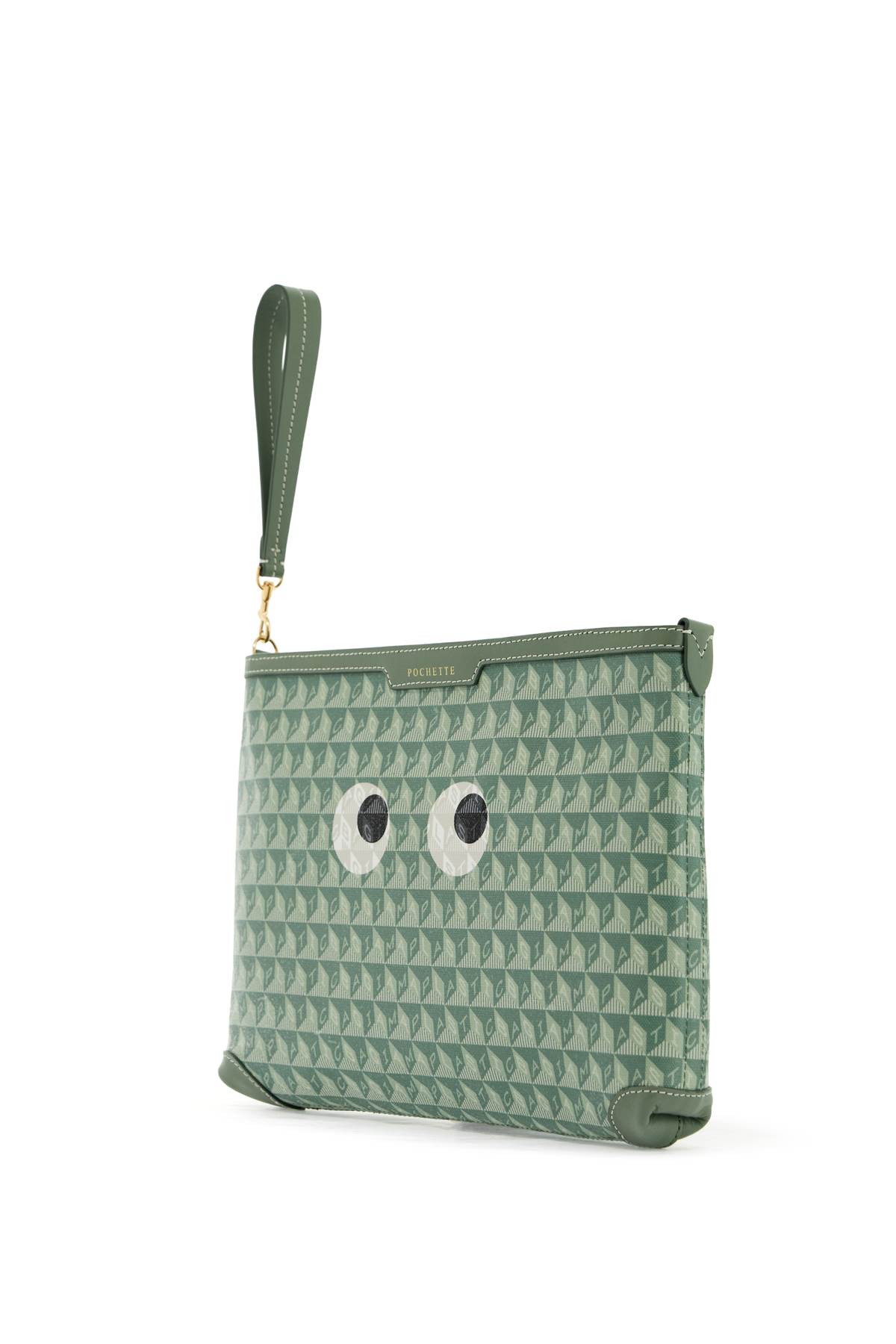 Shop Anya Hindmarch Pouch I Am A Plastic Bag With Eyes In Moss (green)