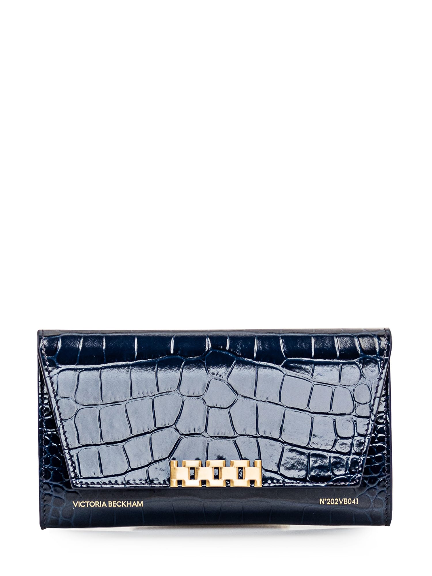 Shop Victoria Beckham Wallet With Chain In Midnight Blue