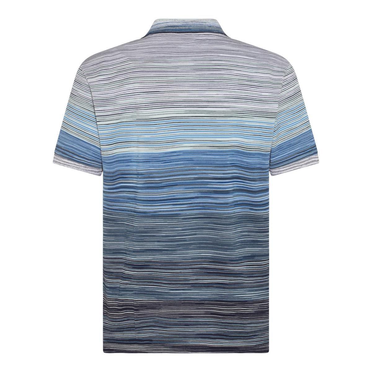 Shop Missoni Space-dyed Straight Hem Polo Shirt In Blue