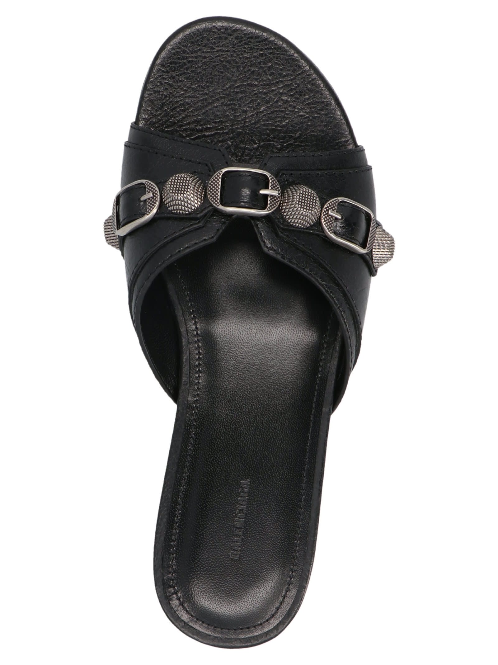 Balenciaga Open-toe Sandals With Decorative Buckle Detail In Black