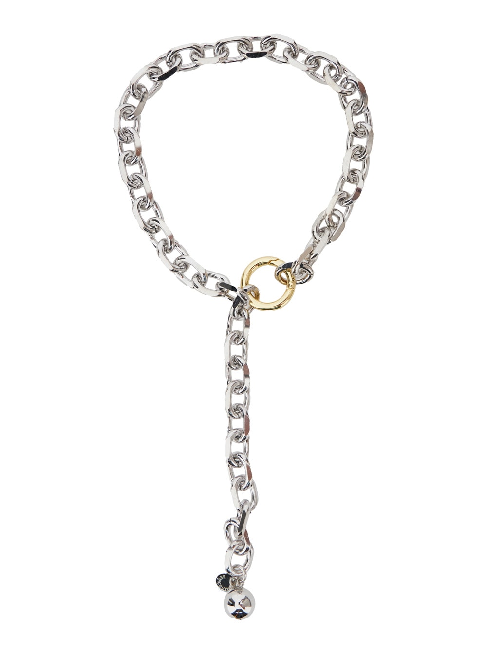 Metallic Chain Necklace With Ring Detail In Metal Woman