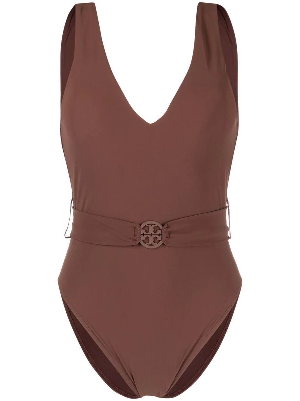 Tory Burch Brown Miller Plunge One-piece Swimsuit