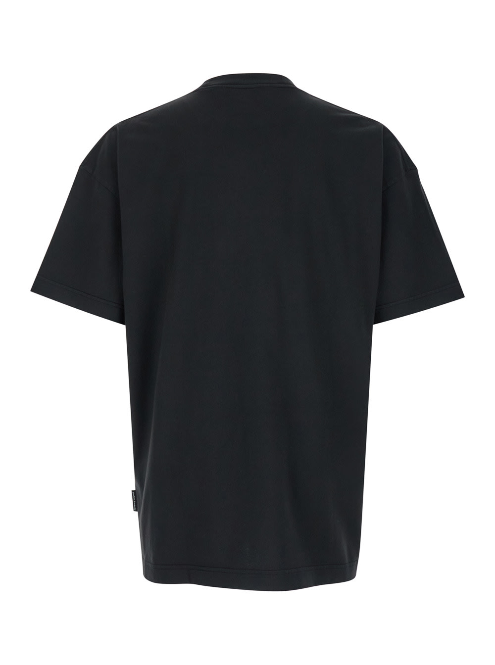 Shop Palm Angels Black Crewneck T-shirt With College Style Logo On The Front In Cotton Man